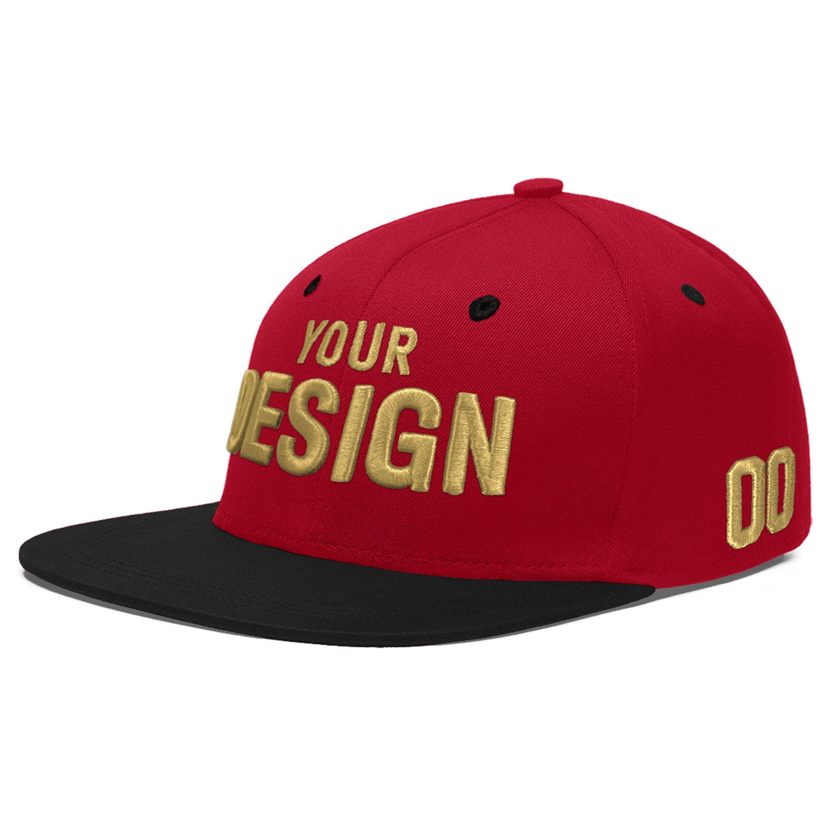 Custom Red Black 3D Puff Embroidery Flat Embroidery Casual Sport Baseball Cap