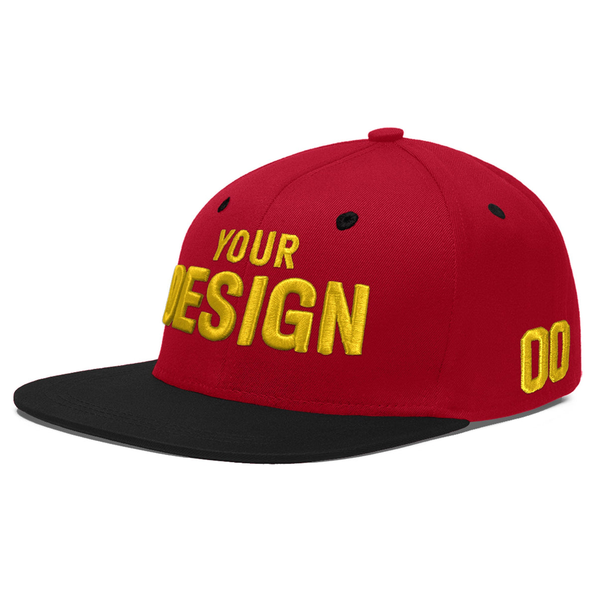Custom Red Black 3D Puff Embroidery Flat Embroidery Casual Sport Baseball Cap