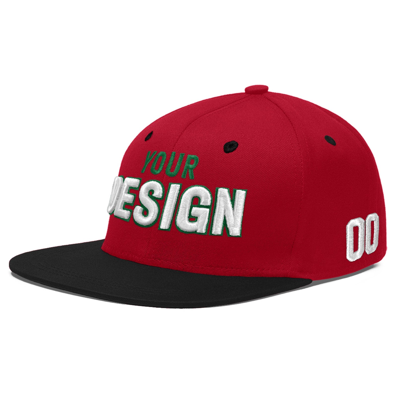 Custom Red Black 3D Puff Embroidery Flat Embroidery Casual Sport Baseball Cap