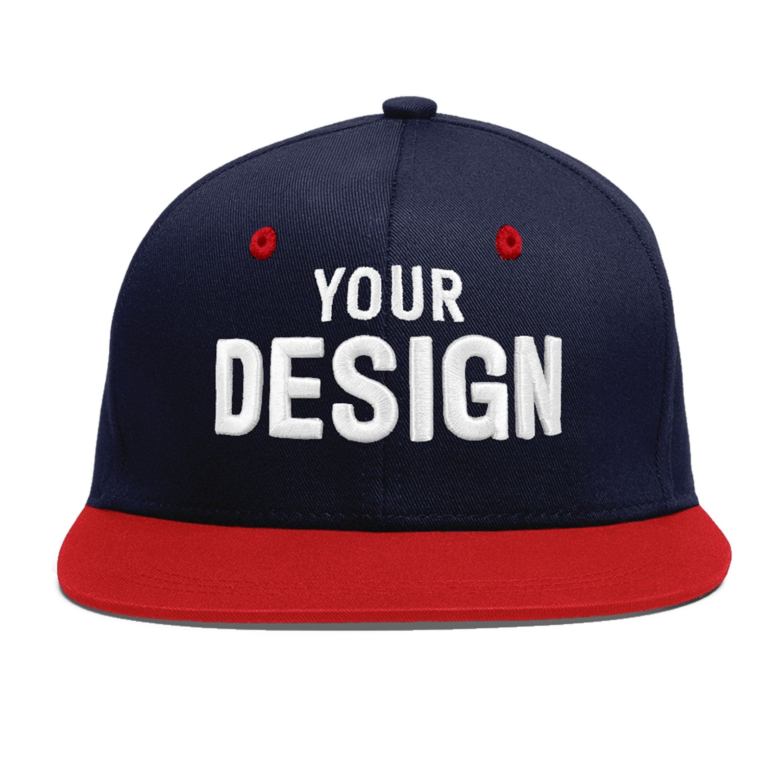 Custom Navy Red 3D Puff Embroidery Flat Embroidery Casual Sport Baseball Cap