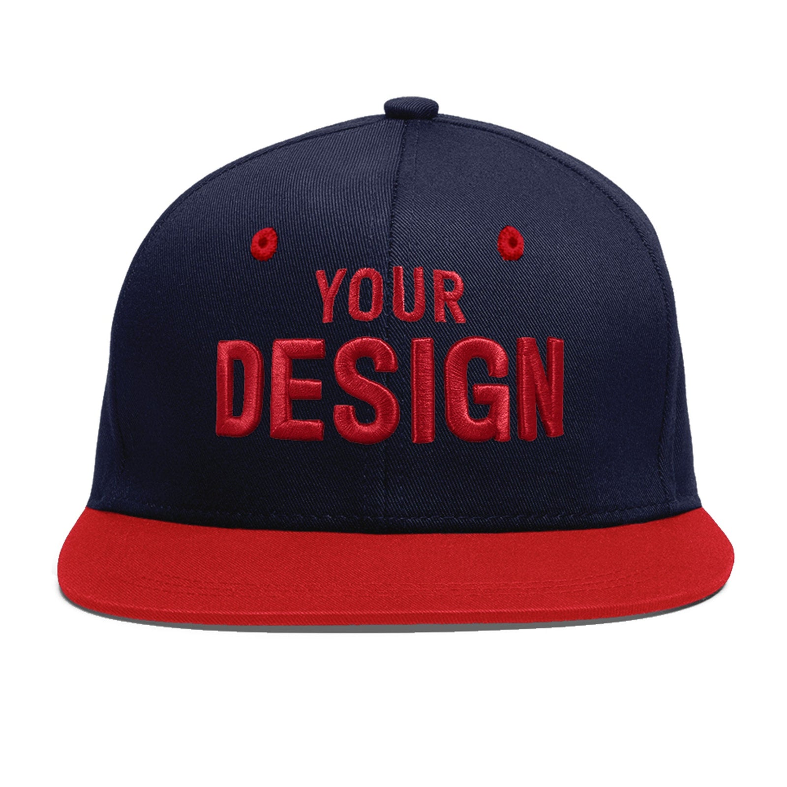Custom Navy Red 3D Puff Embroidery Flat Embroidery Casual Sport Baseball Cap