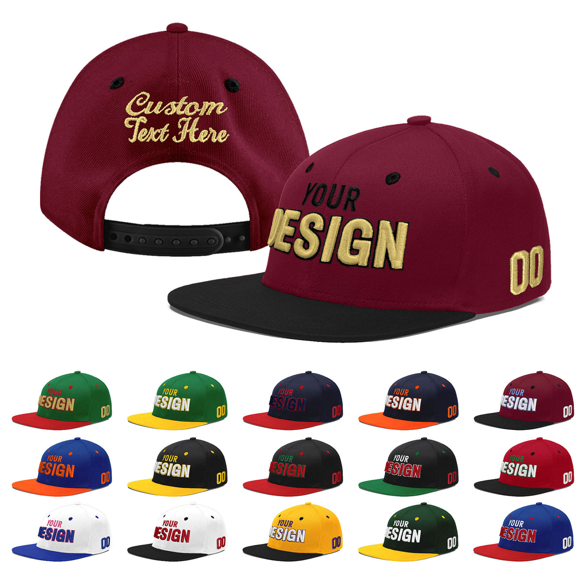 Custom Navy Orange 3D Puff Embroidery Flat Embroidery Casual Sport Baseball Cap
