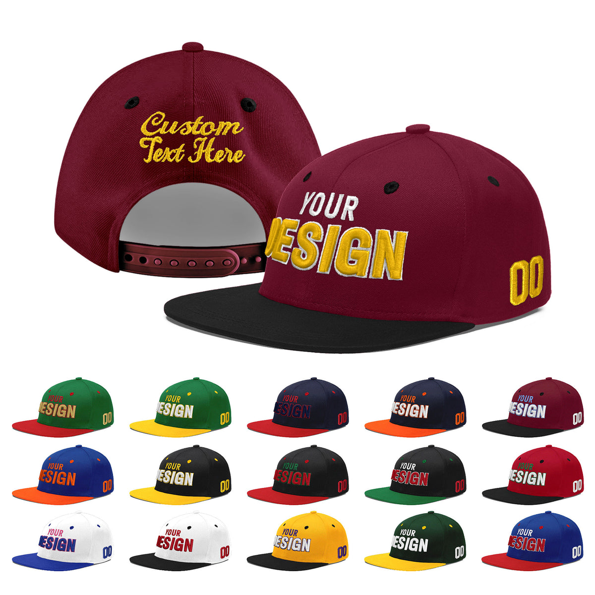 Custom Navy Orange 3D Puff Embroidery Flat Embroidery Casual Sport Baseball Cap