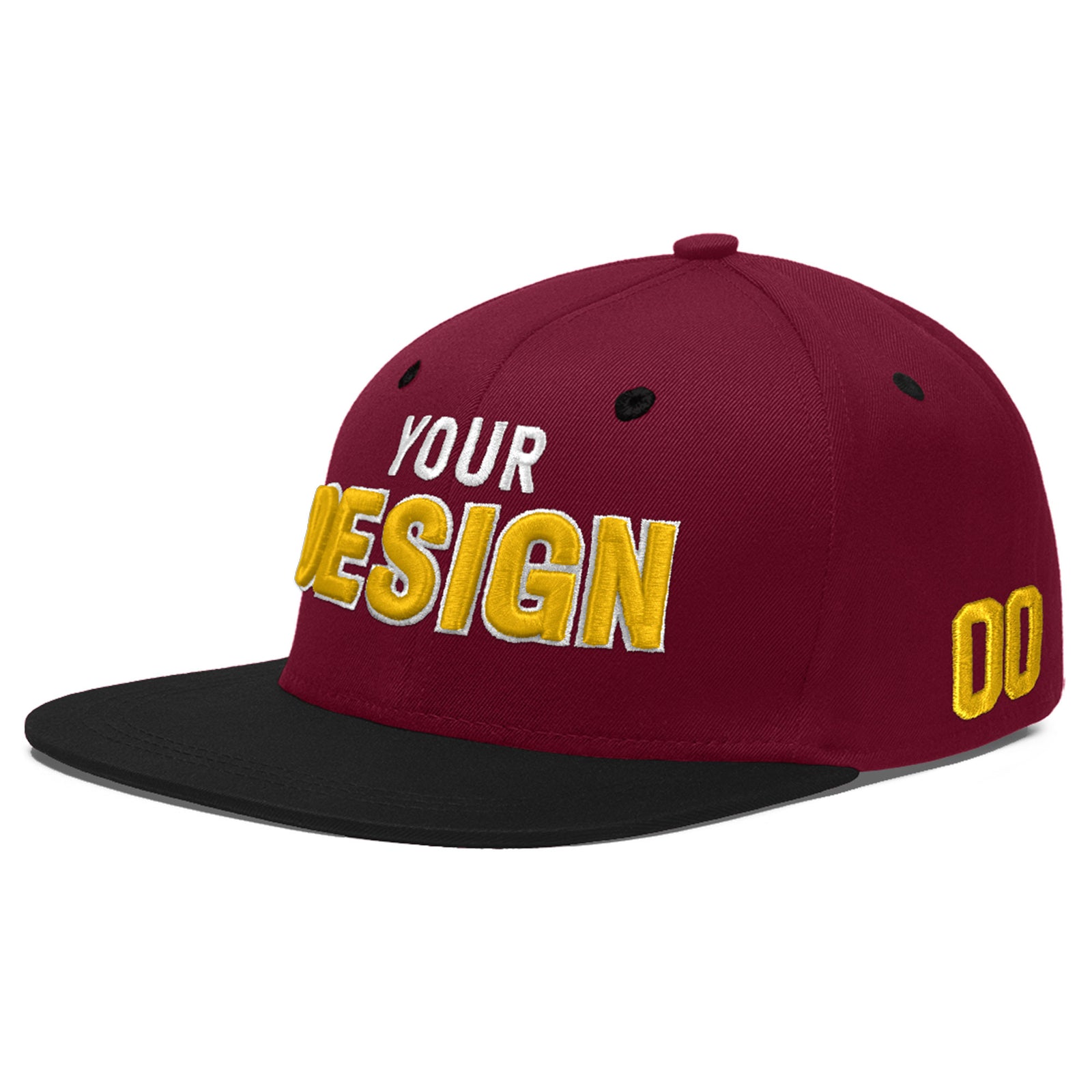 Custom Navy Orange 3D Puff Embroidery Flat Embroidery Casual Sport Baseball Cap
