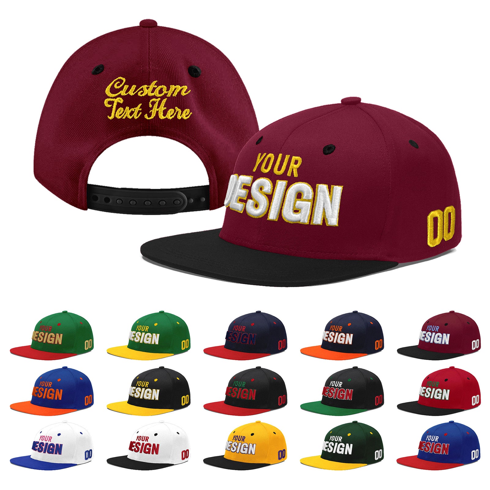 Custom Navy Orange 3D Puff Embroidery Flat Embroidery Casual Sport Baseball Cap