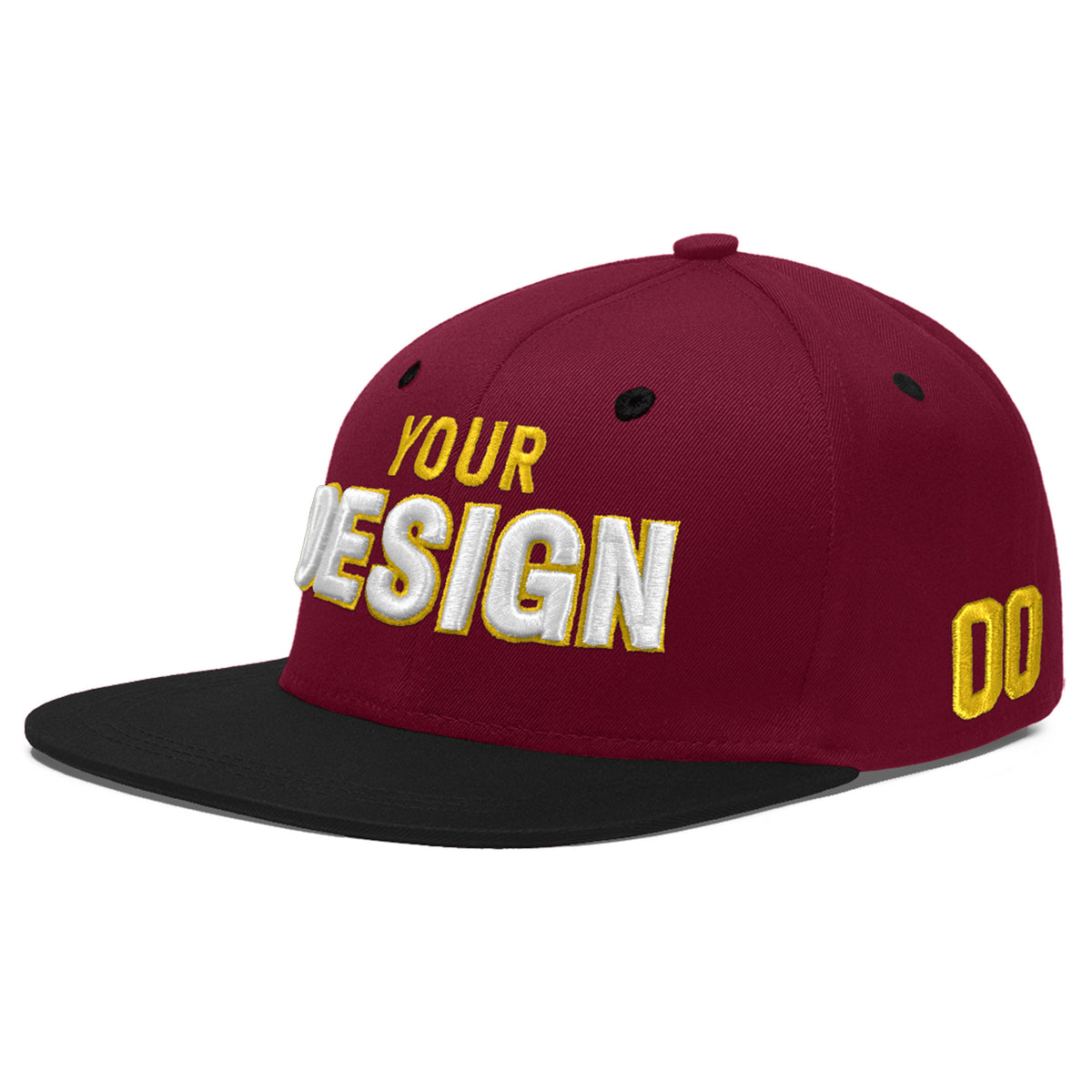 Custom Navy Orange 3D Puff Embroidery Flat Embroidery Casual Sport Baseball Cap