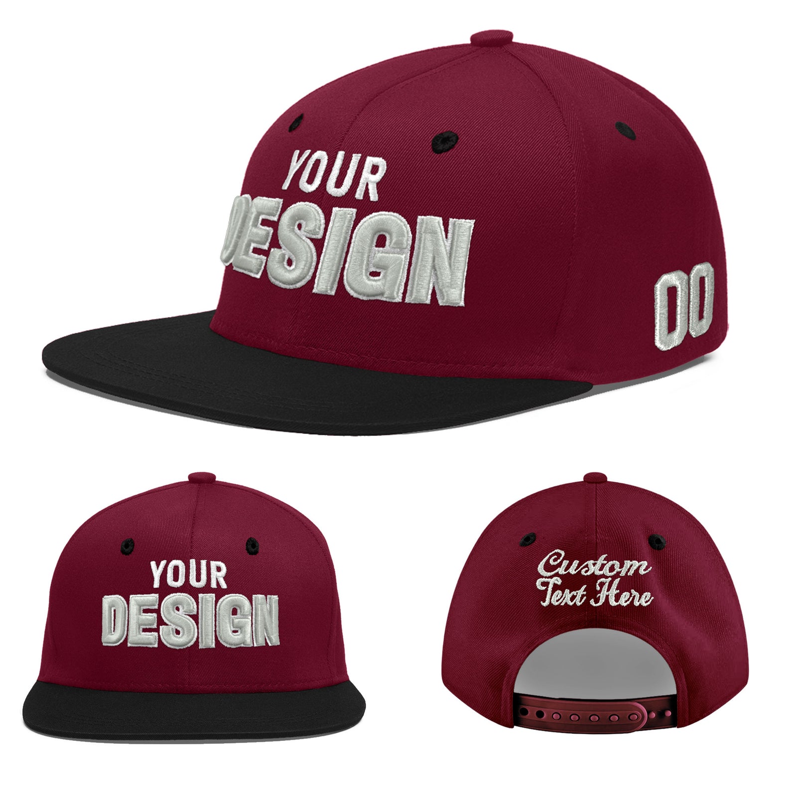 Custom Navy Orange 3D Puff Embroidery Flat Embroidery Casual Sport Baseball Cap
