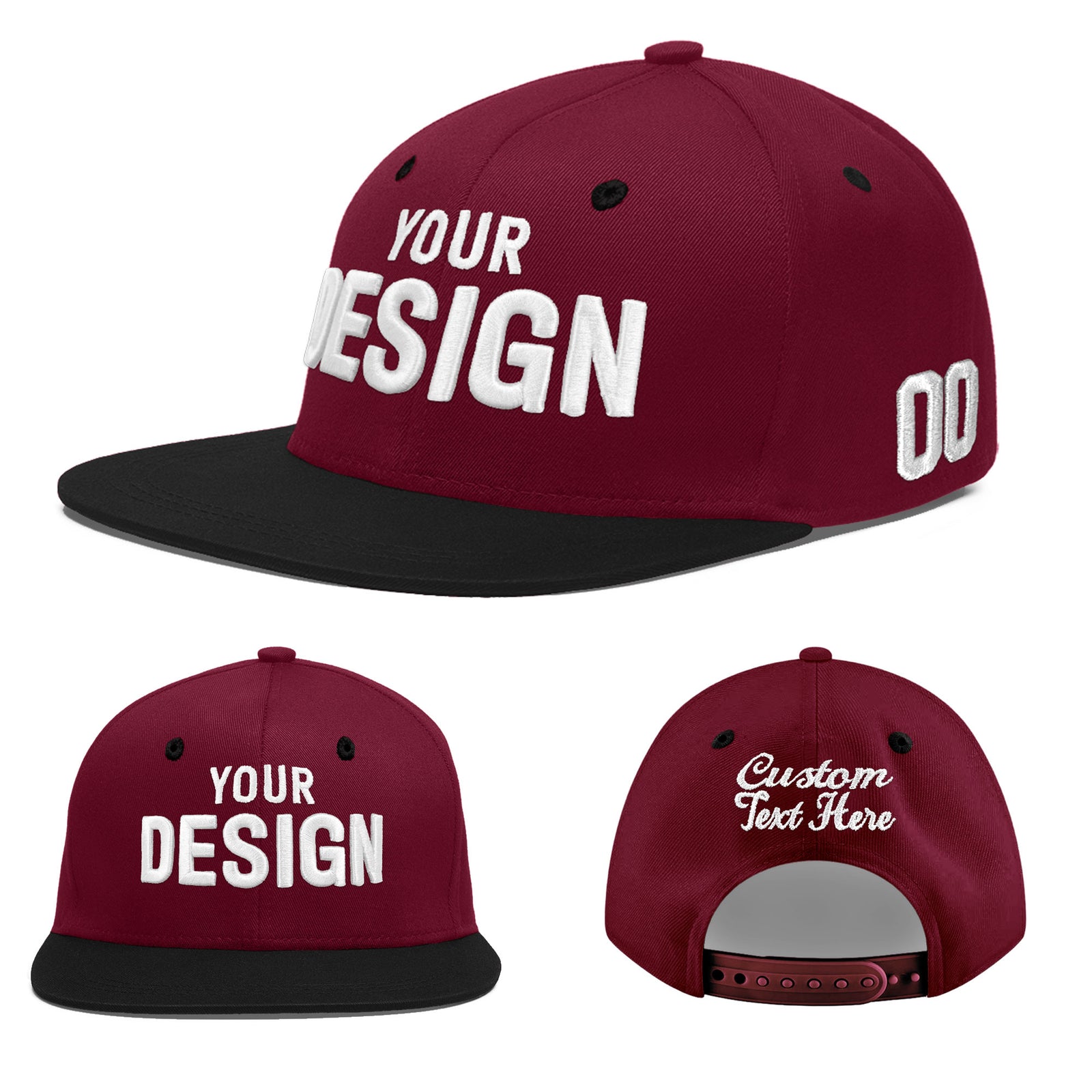 Custom Navy Orange 3D Puff Embroidery Flat Embroidery Casual Sport Baseball Cap