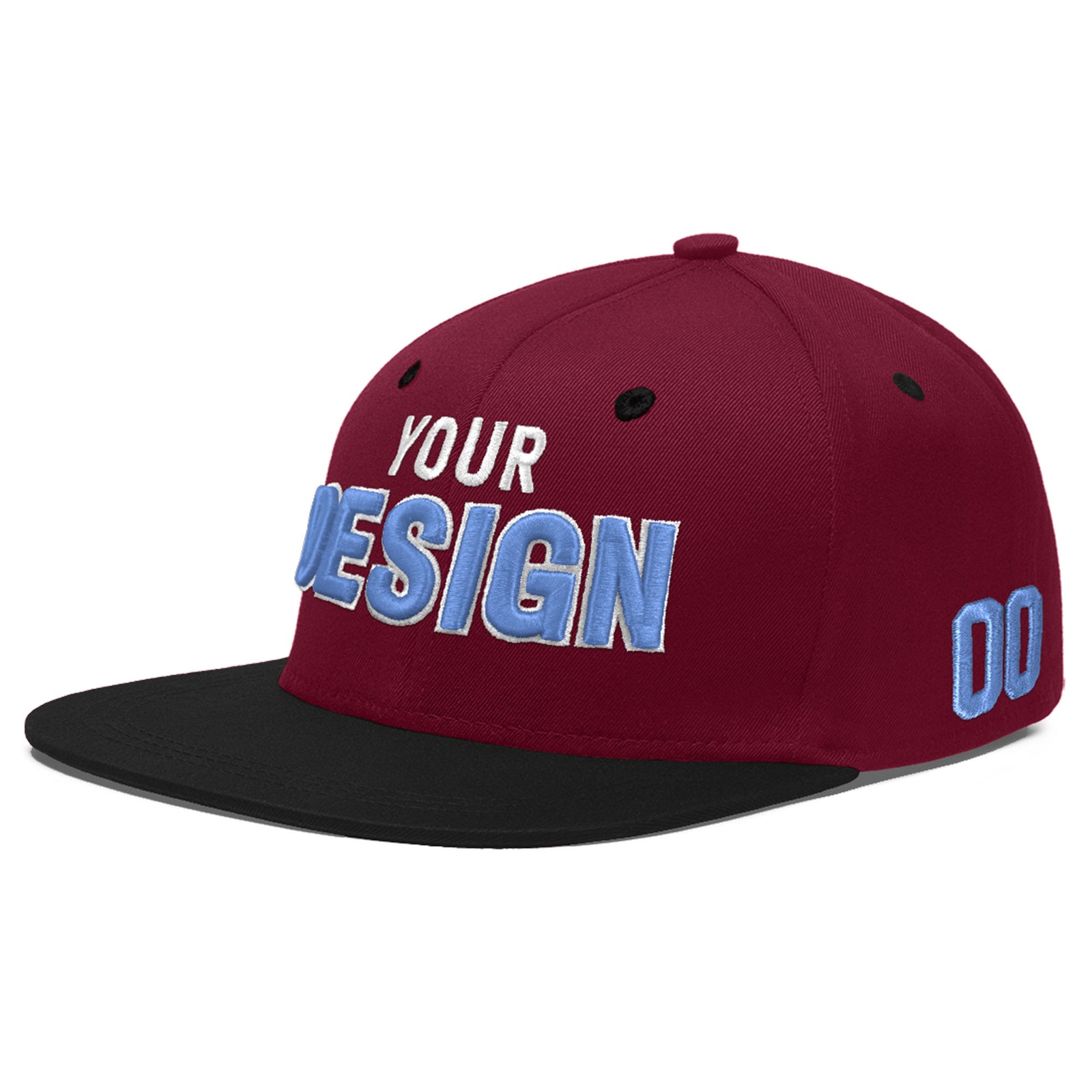 Custom Navy Orange 3D Puff Embroidery Flat Embroidery Casual Sport Baseball Cap