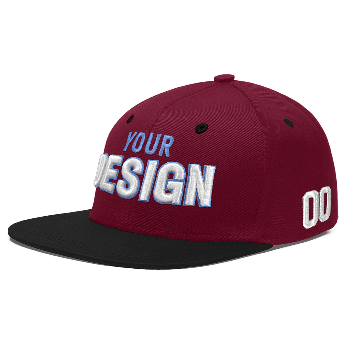 Custom Navy Orange 3D Puff Embroidery Flat Embroidery Casual Sport Baseball Cap
