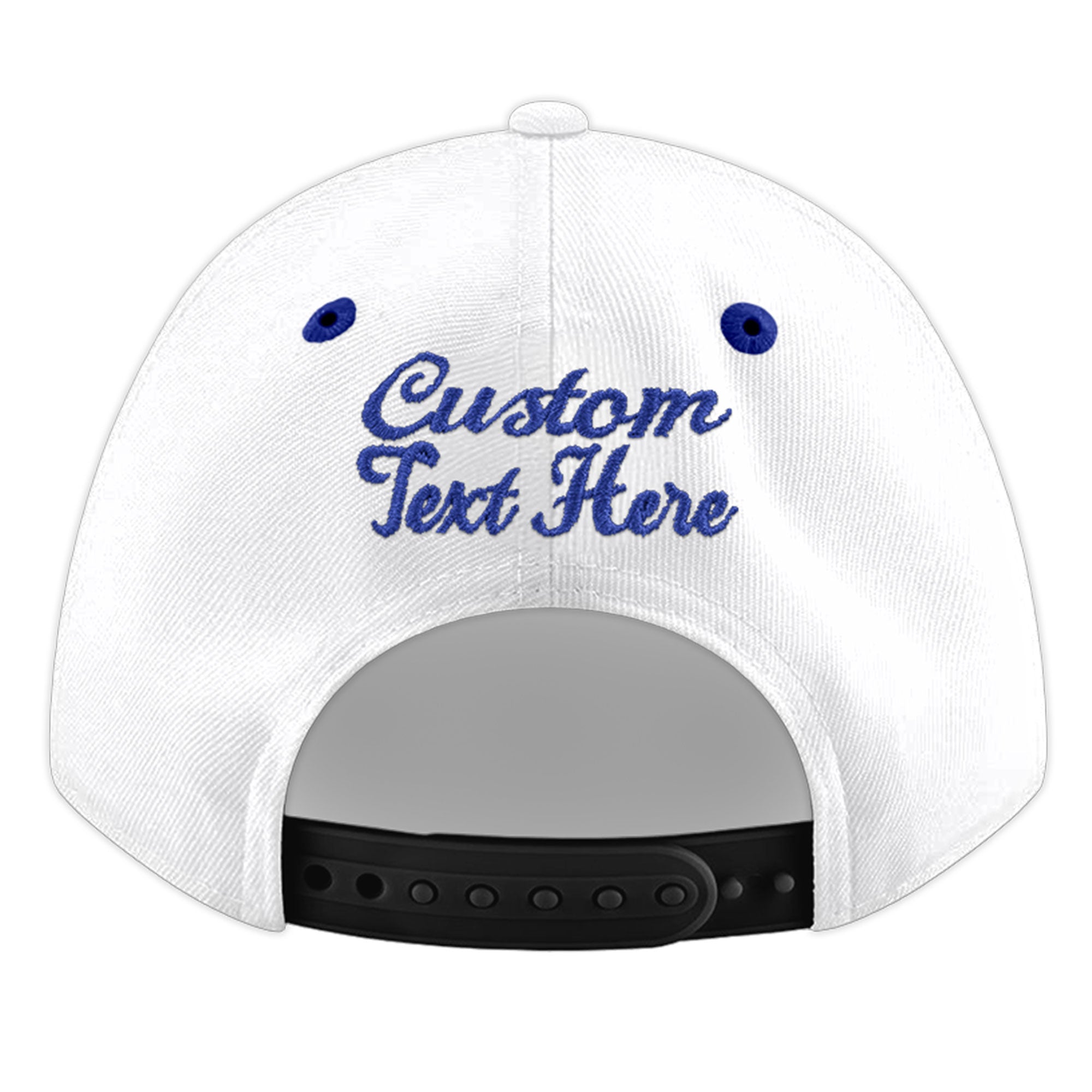 Custom White Royal Blue 3D Puff Embroidery Flat Embroidery Casual Sport Baseball Cap