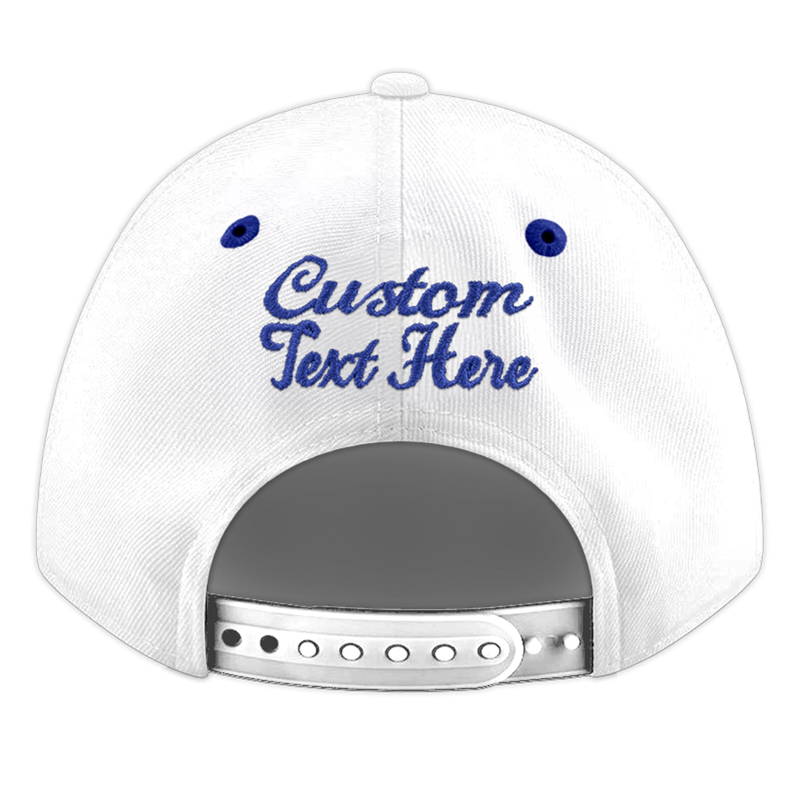 Custom White Royal Blue 63D Puff Embroidery Flat Embroidery Casual Sport Baseball Cap