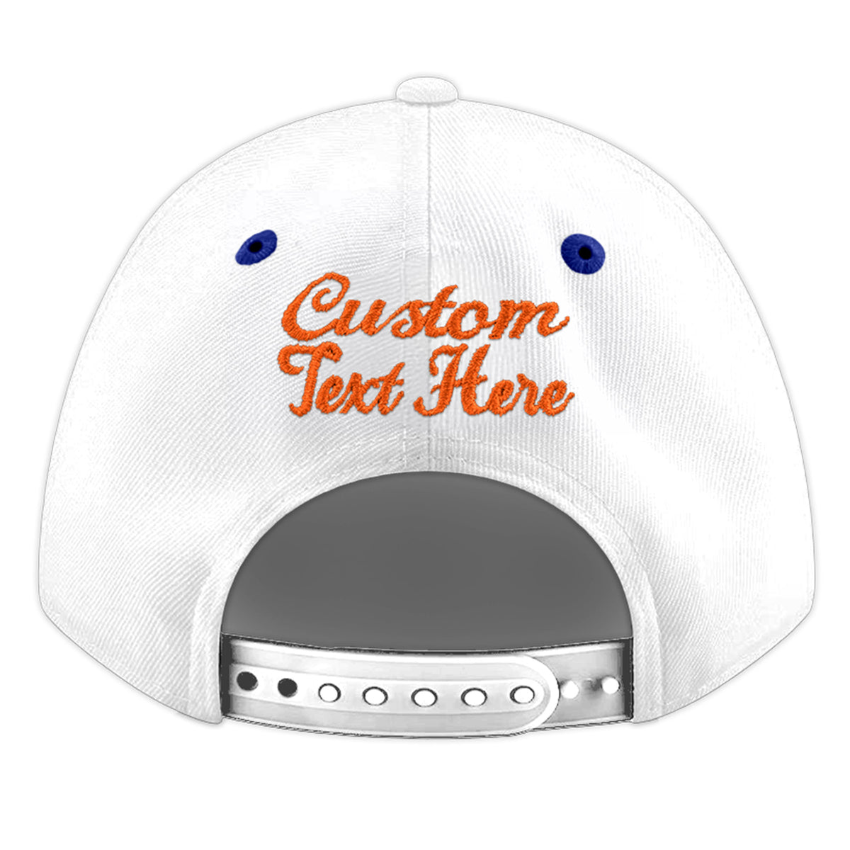 Custom White Royal Blue 79D Puff Embroidery Flat Embroidery Casual Sport Baseball Cap