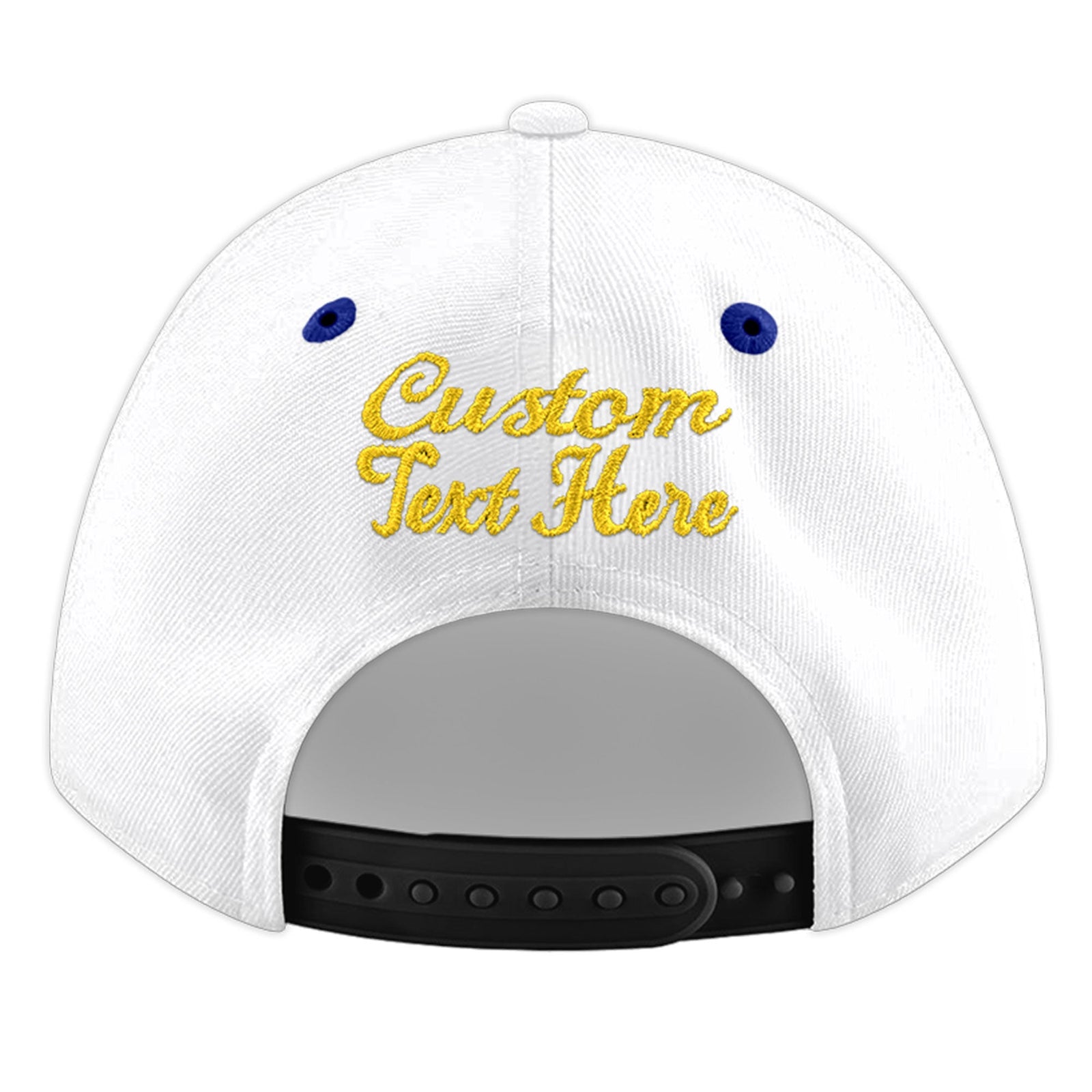 Custom White Royal Blue 63D Puff Embroidery Flat Embroidery Casual Sport Baseball Cap