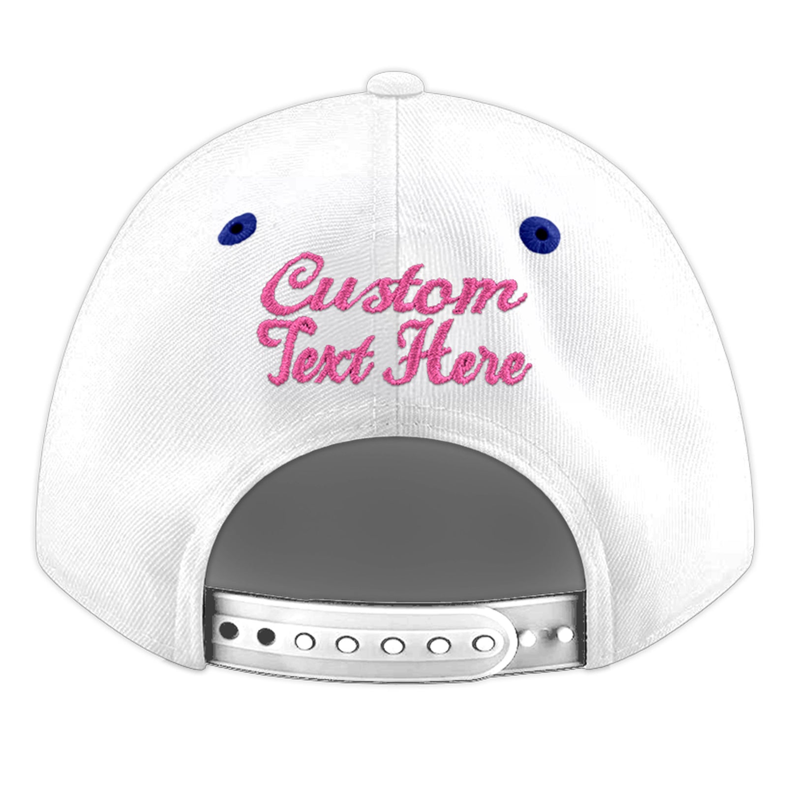 Custom White Royal Blue 71D Puff Embroidery Flat Embroidery Casual Sport Baseball Cap