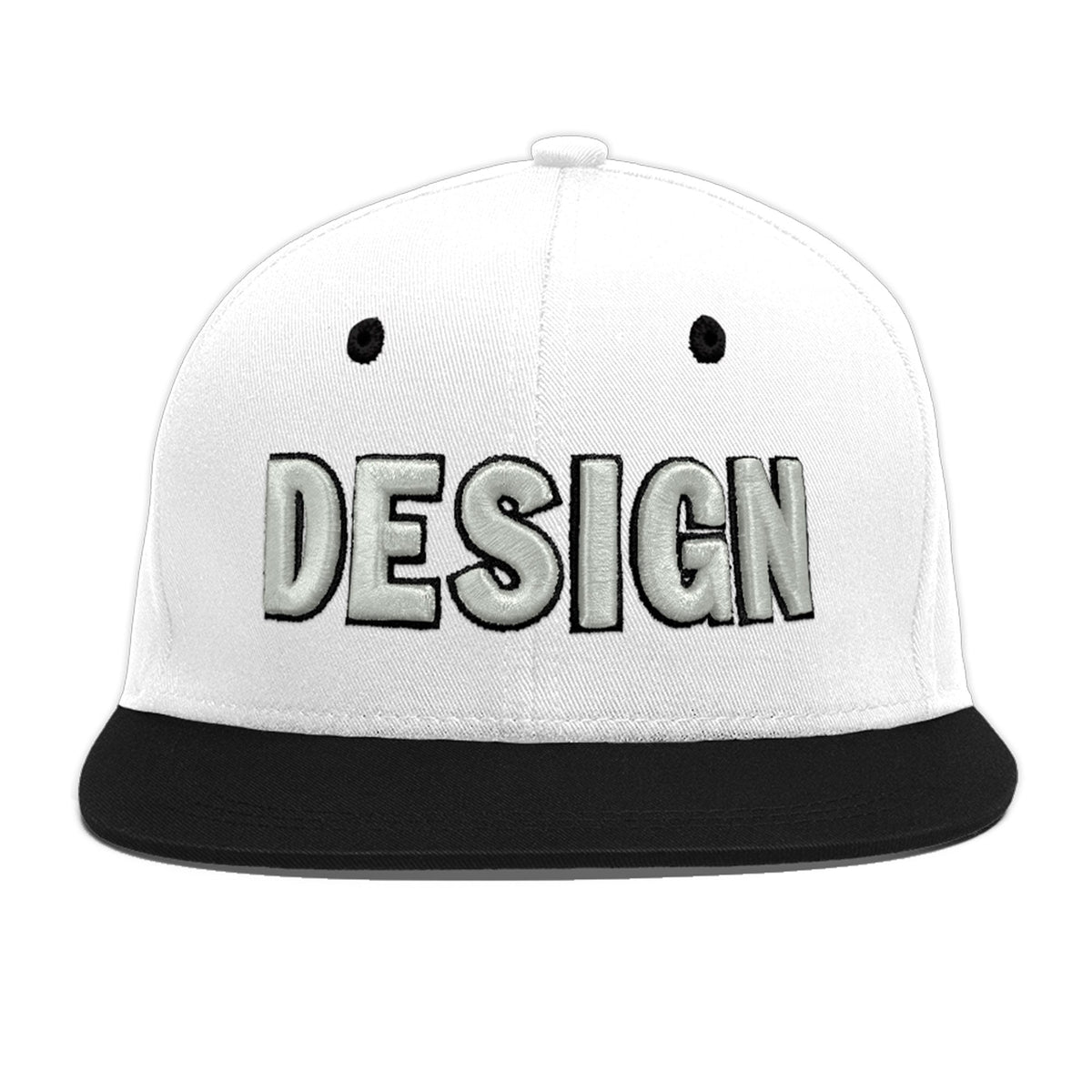 Custom White Black 3D Puff Embroidery Flat Embroidery Casual Sport Baseball Cap