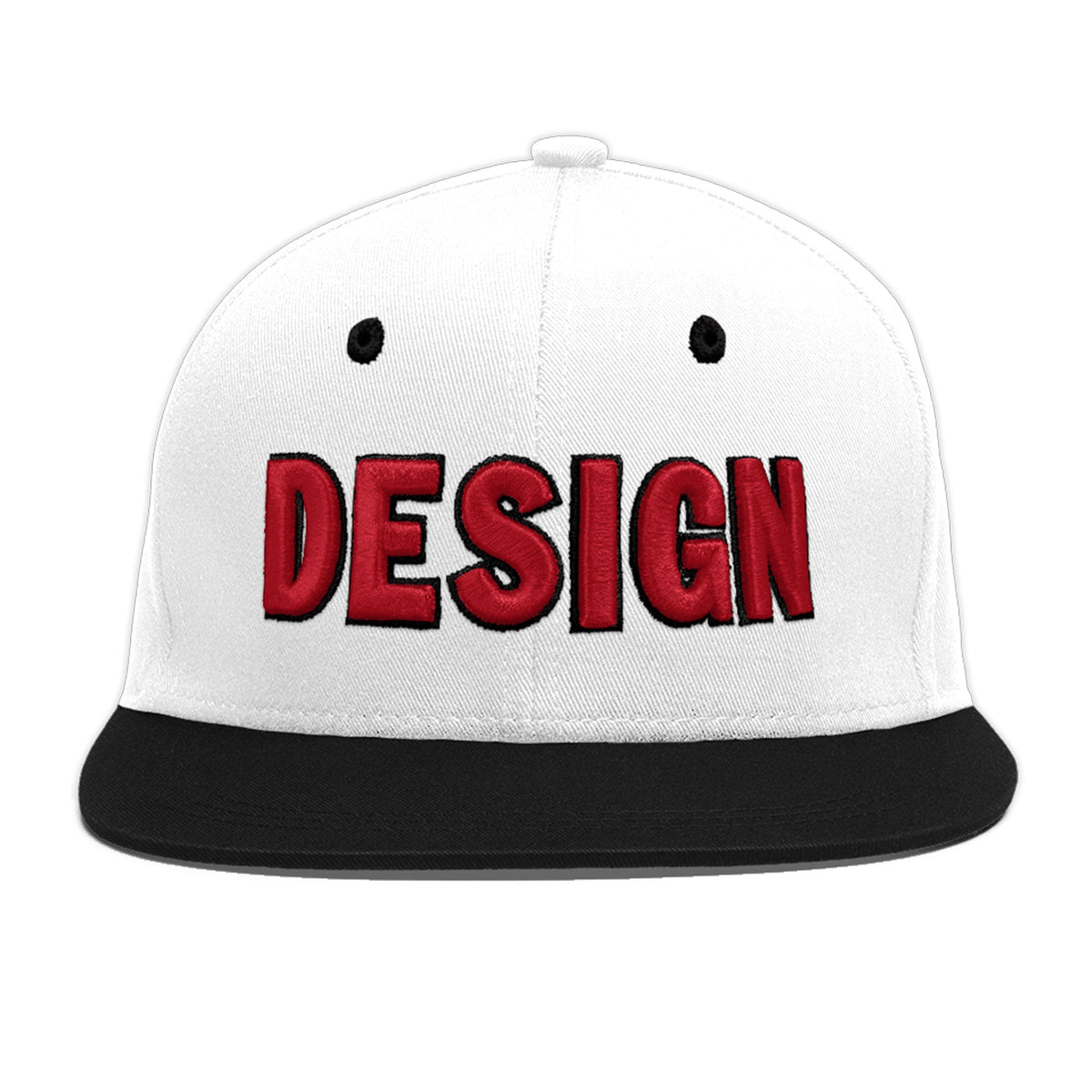 Custom White Black 3D Puff Embroidery Flat Embroidery Casual Sport Baseball Cap