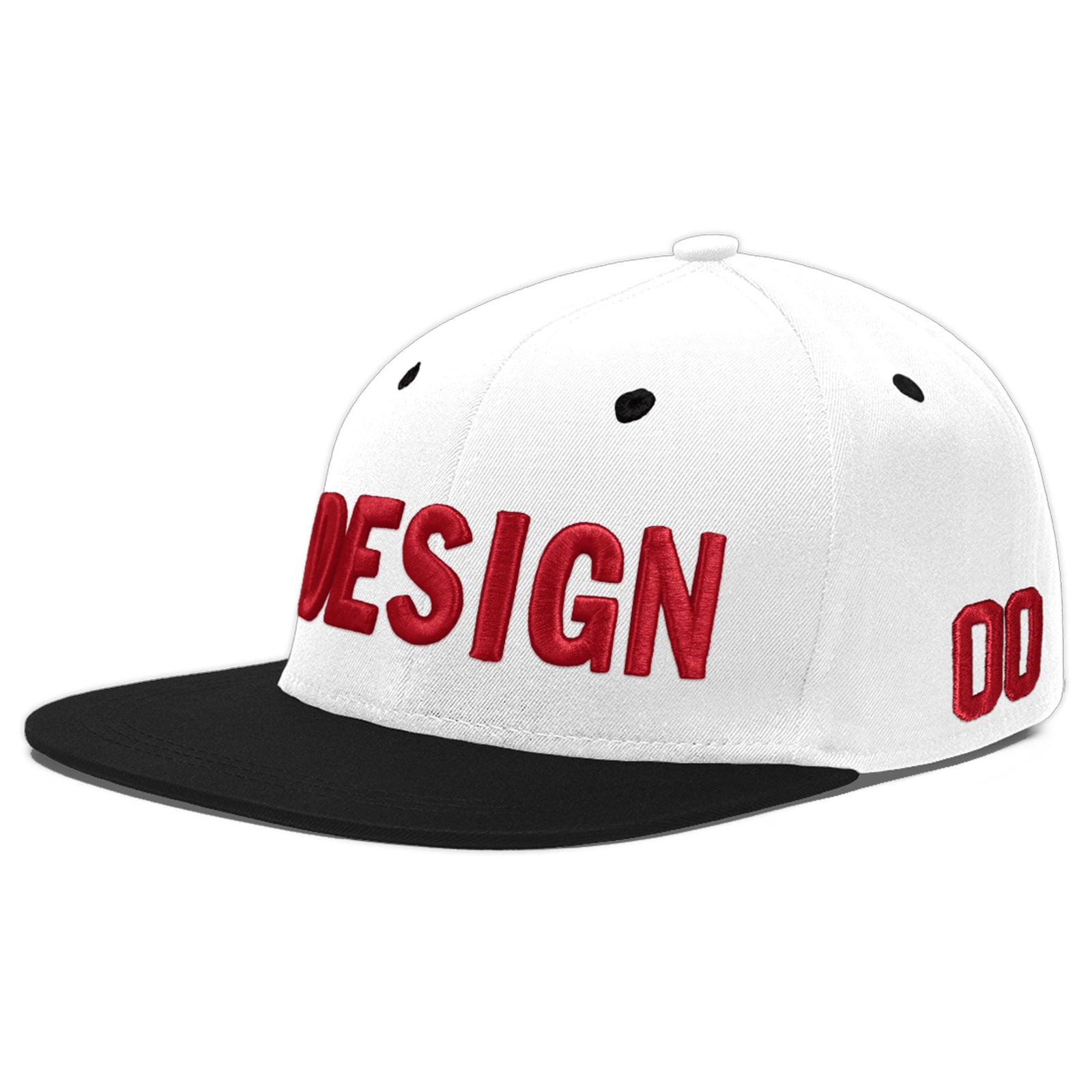 Custom White Black 3D Puff Embroidery Flat Embroidery Casual Sport Baseball Cap