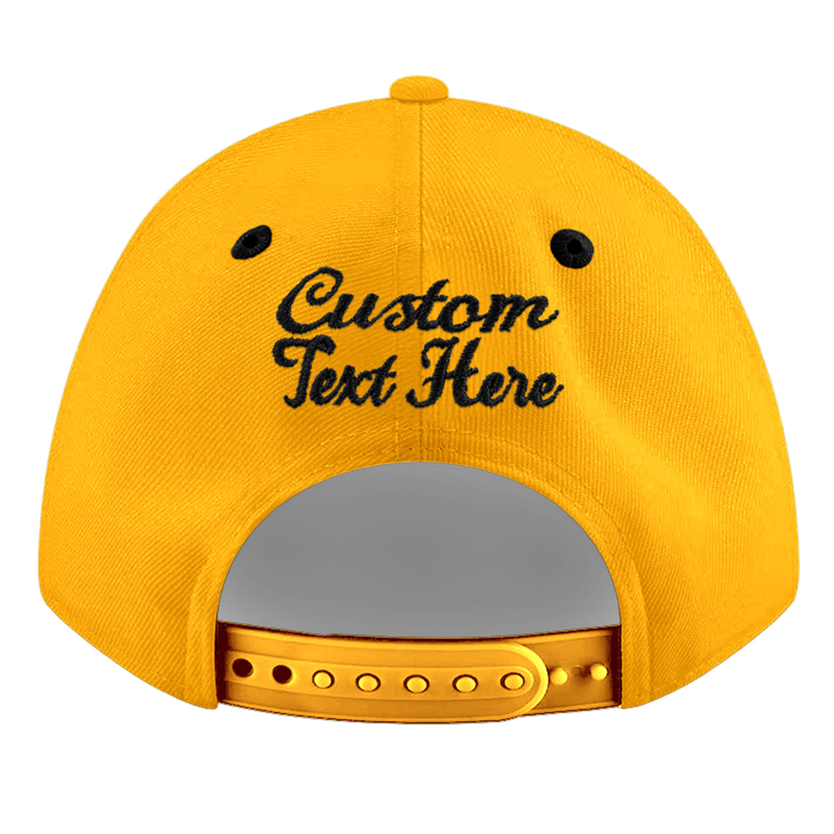 Custom Gold Black 47D Puff Embroidery Flat Embroidery Casual Sport Baseball Cap