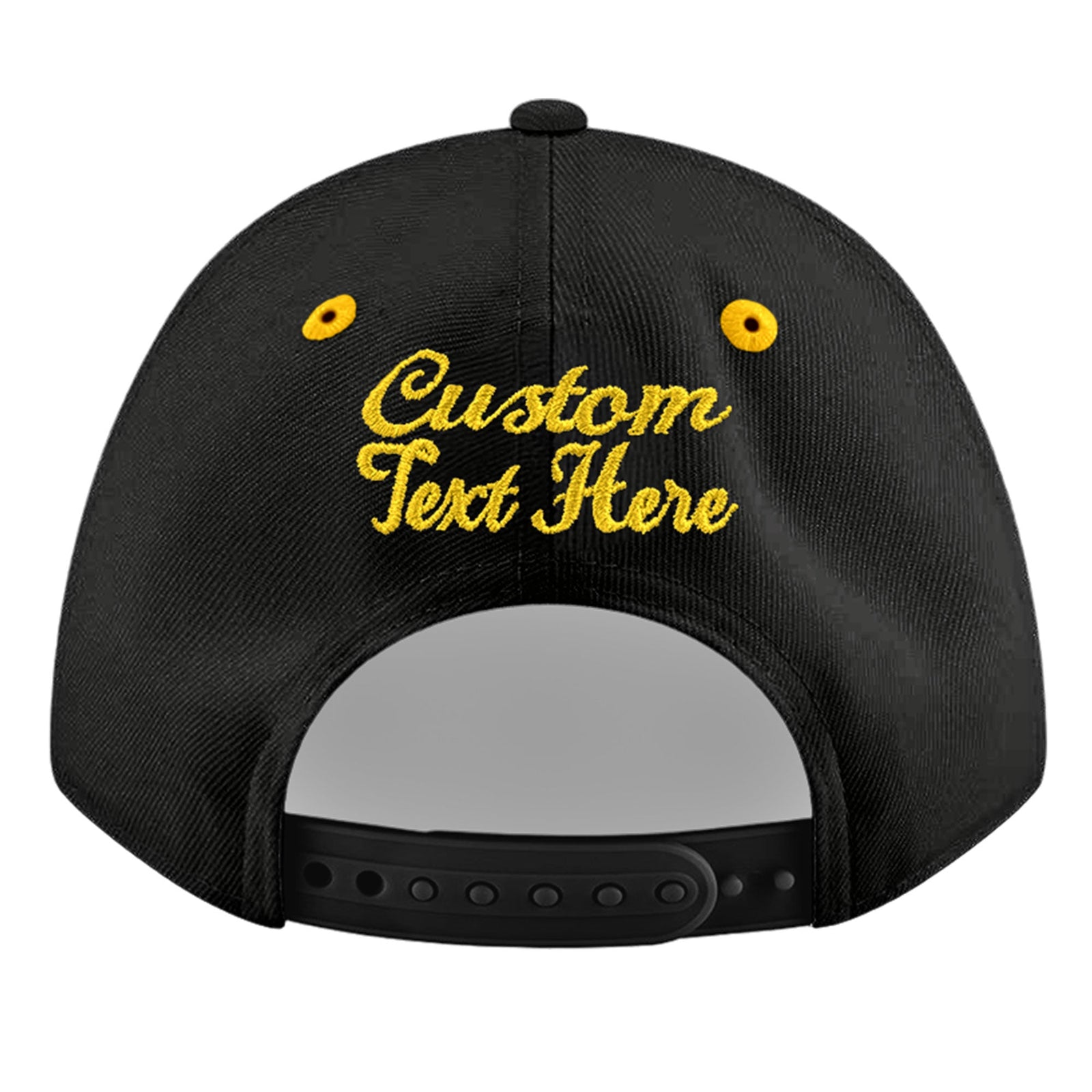 Custom Black Gold 3D Puff Embroidery Flat Embroidery Casual Sport Baseball Cap