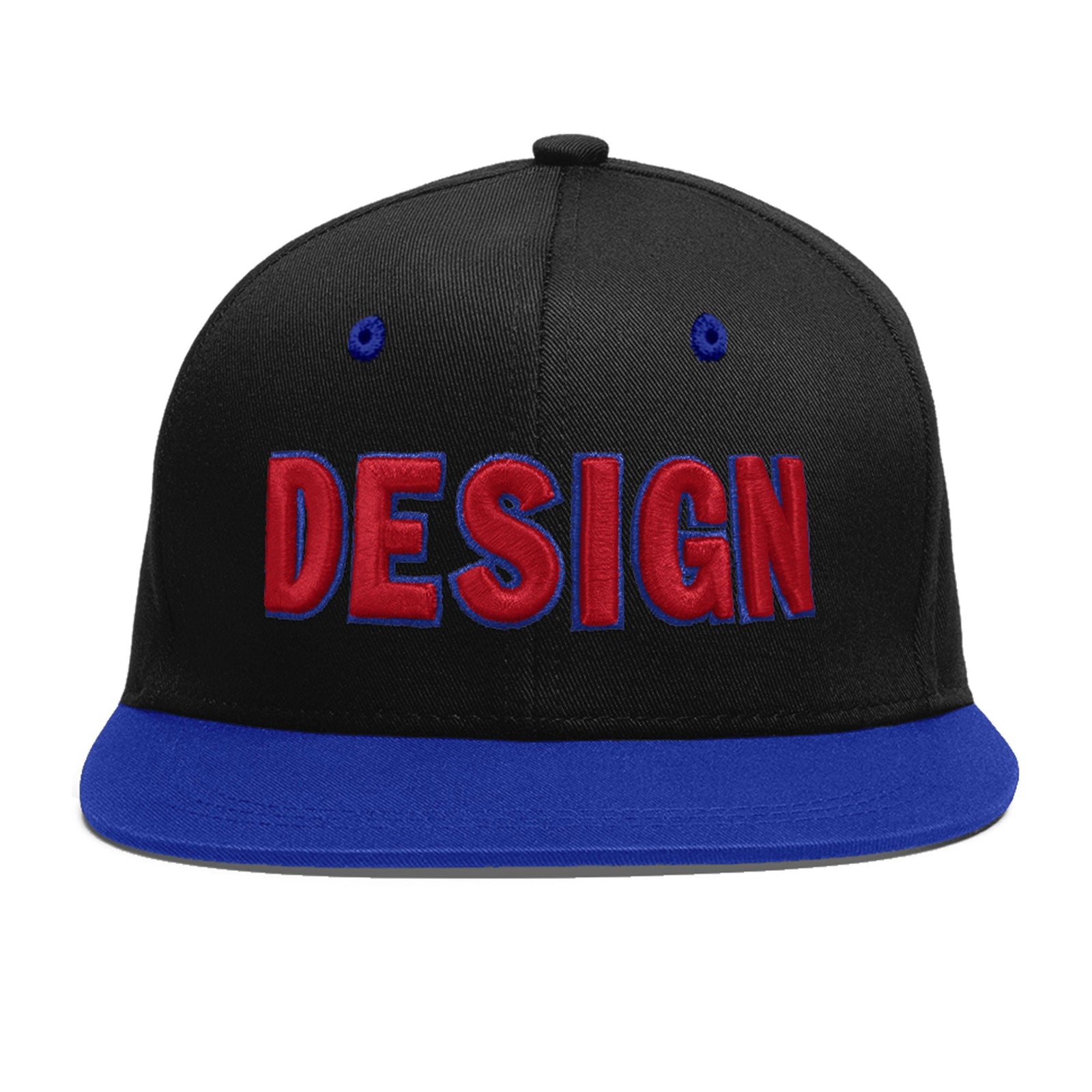 Custom Black Royal Blue 3D Puff Embroidery Flat Embroidery Casual Sport Baseball Cap