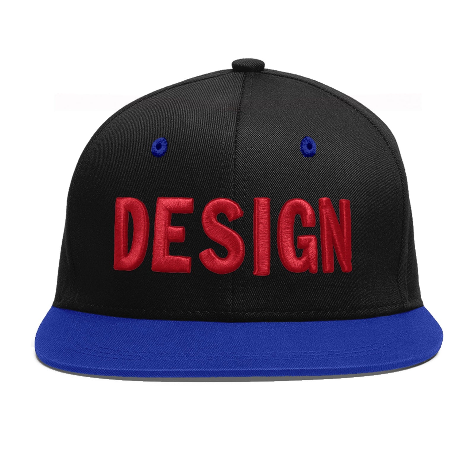 Custom Black Royal Blue 3D Puff Embroidery Flat Embroidery Casual Sport Baseball Cap