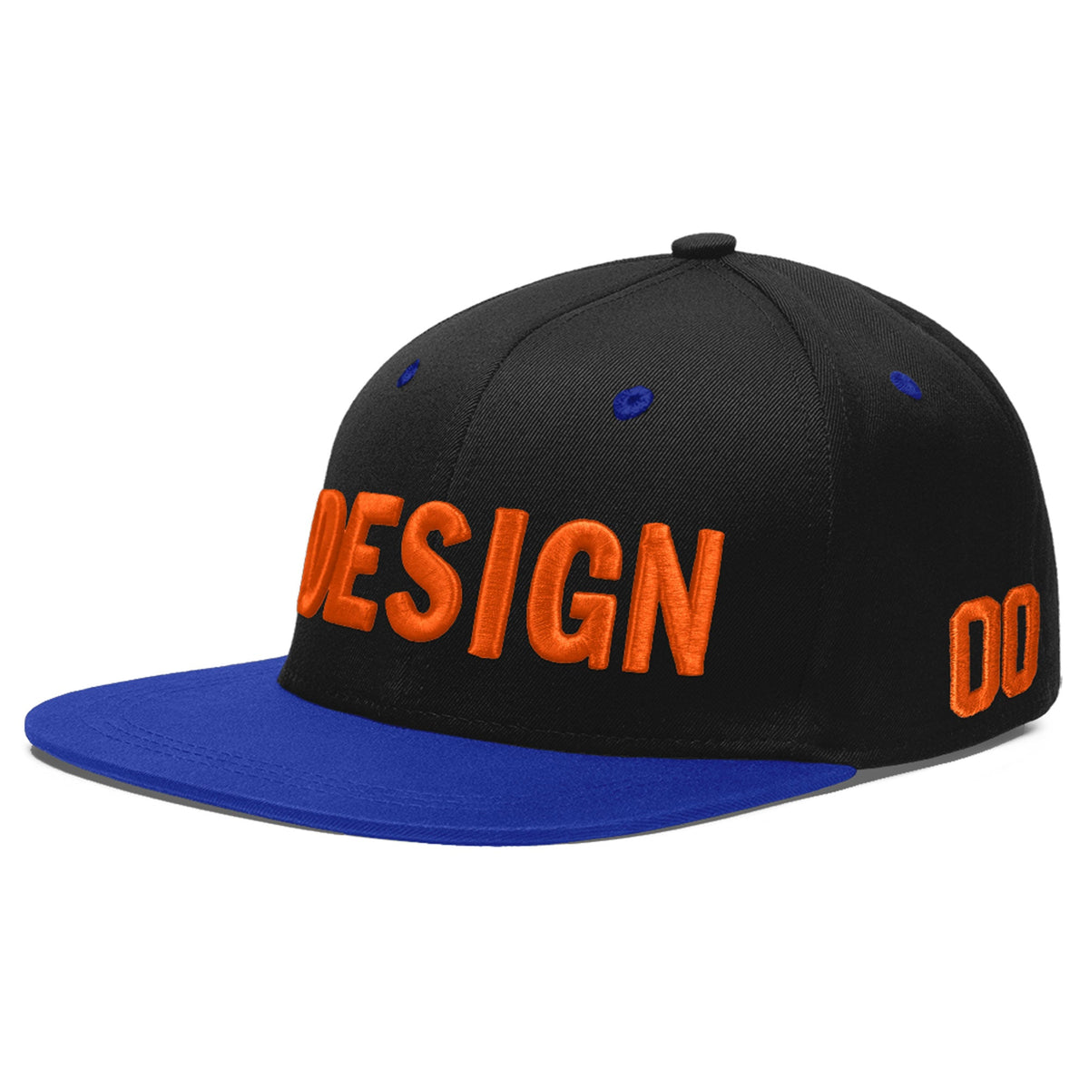 Custom Black Royal Blue 3D Puff Embroidery Flat Embroidery Casual Sport Baseball Cap