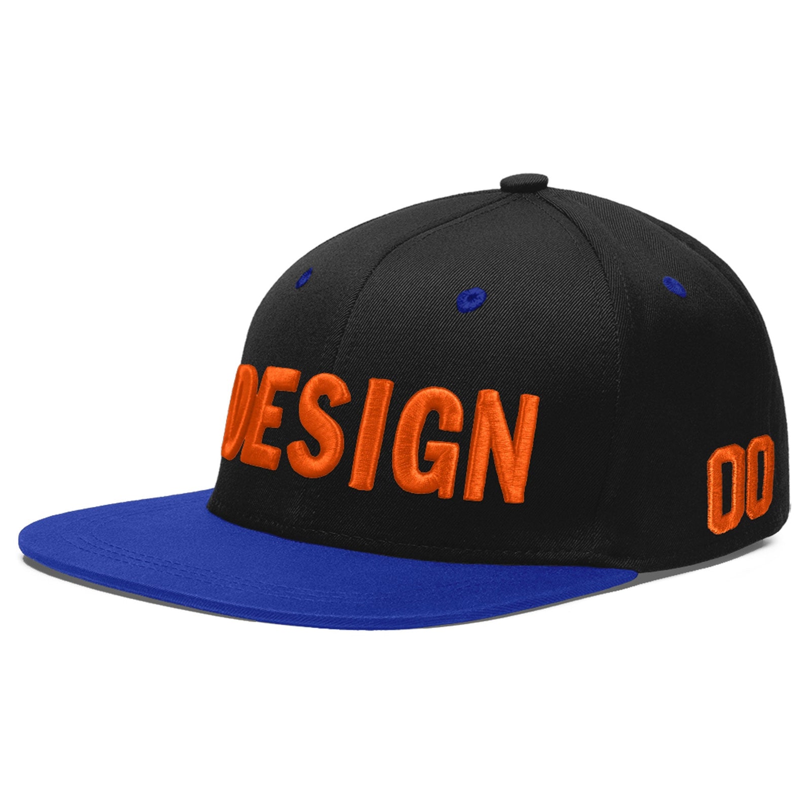 Custom Black Royal Blue 3D Puff Embroidery Flat Embroidery Casual Sport Baseball Cap