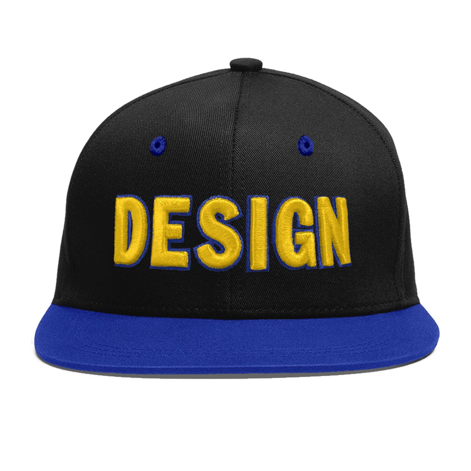 Custom Black Royal Blue 3D Puff Embroidery Flat Embroidery Casual Sport Baseball Cap