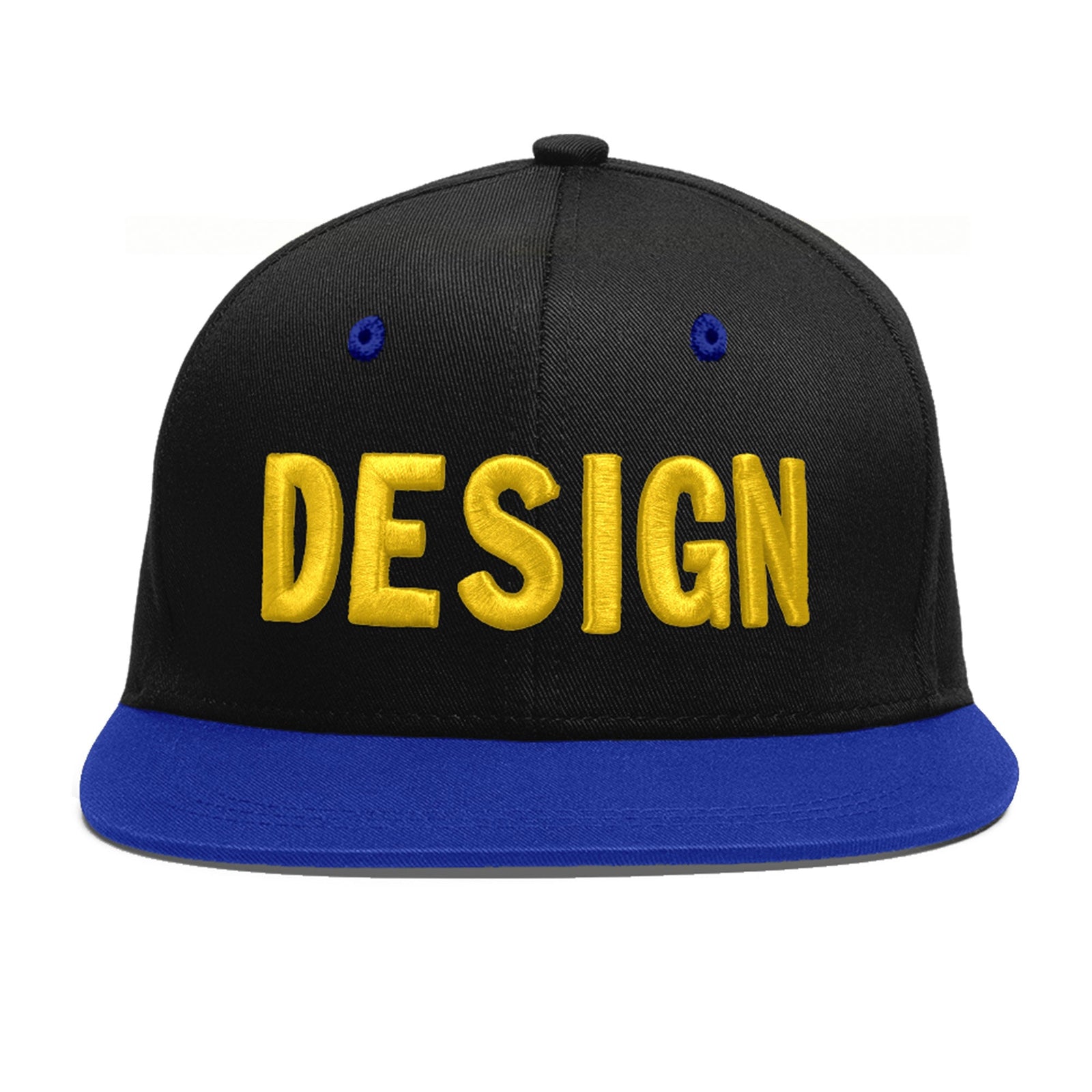 Custom Black Royal Blue 3D Puff Embroidery Flat Embroidery Casual Sport Baseball Cap