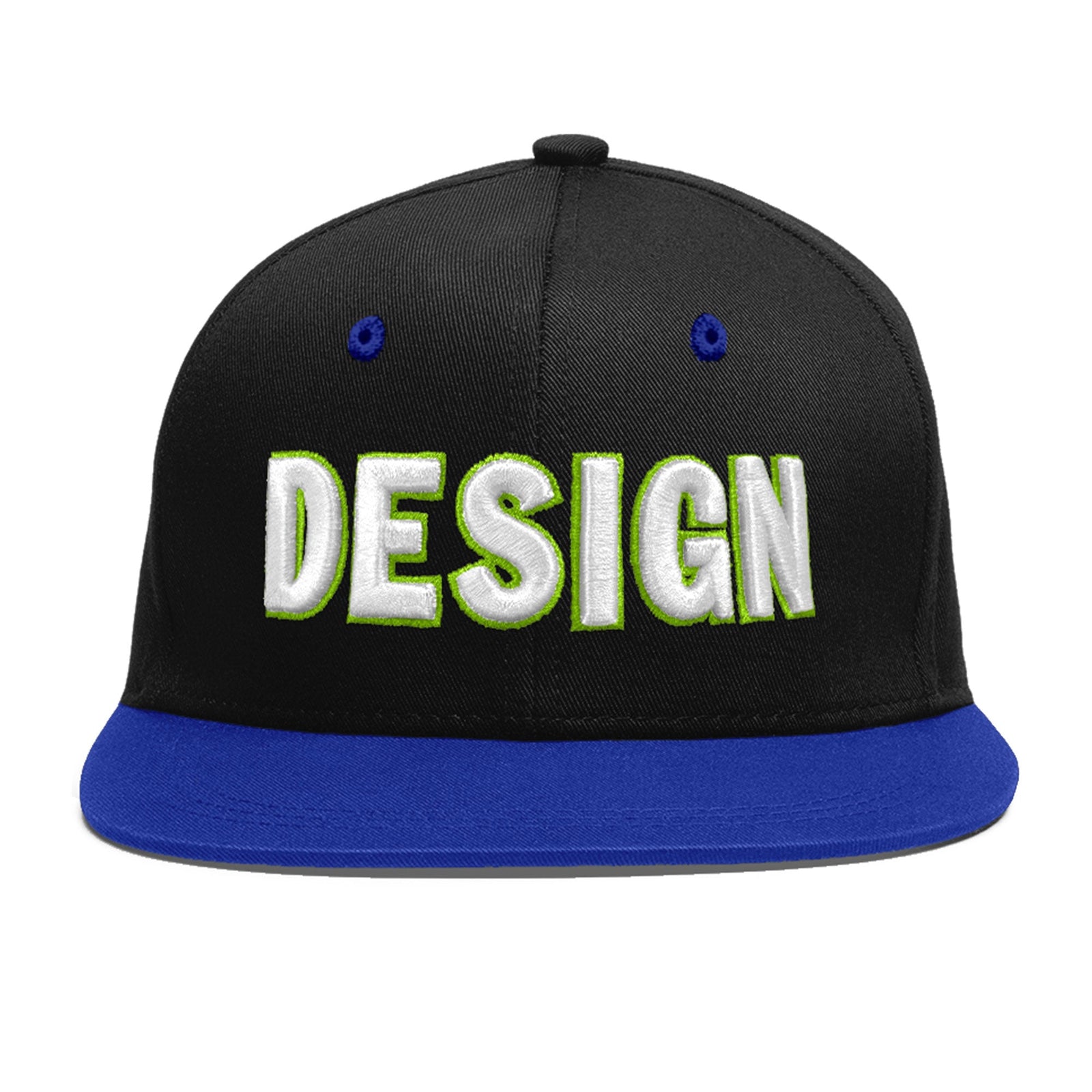 Custom Black Royal Blue 3D Puff Embroidery Flat Embroidery Casual Sport Baseball Cap