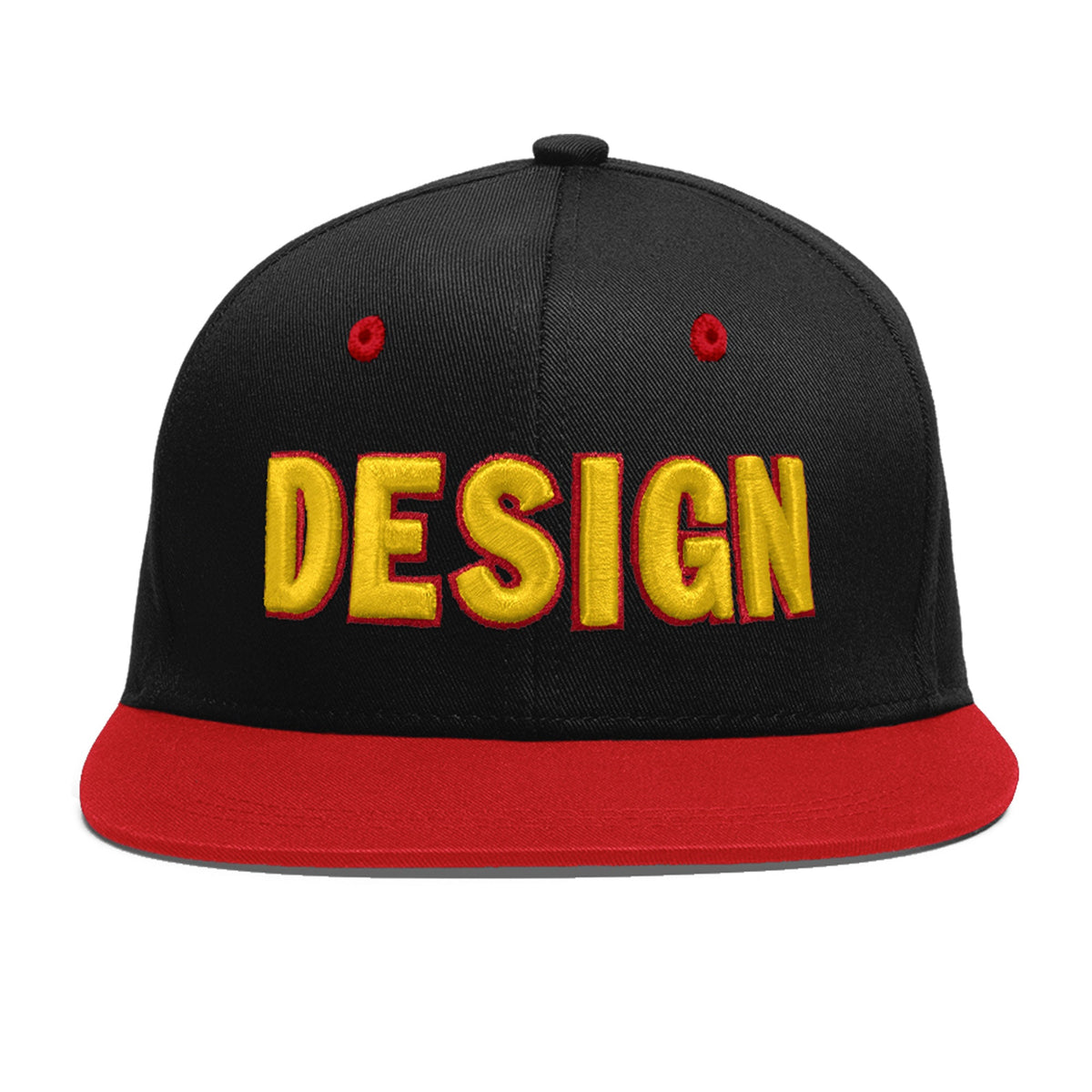Custom Black Red 3D Puff Embroidery Flat Embroidery Casual Sport Baseball Cap