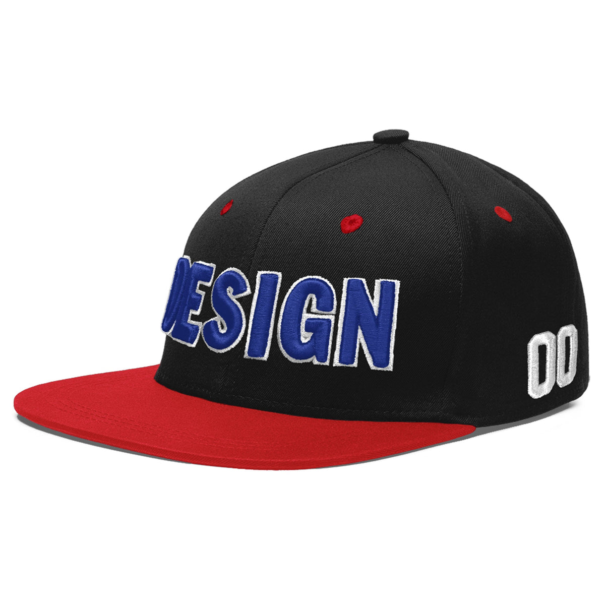 Custom Black Red 3D Puff Embroidery Flat Embroidery Casual Sport Baseball Cap