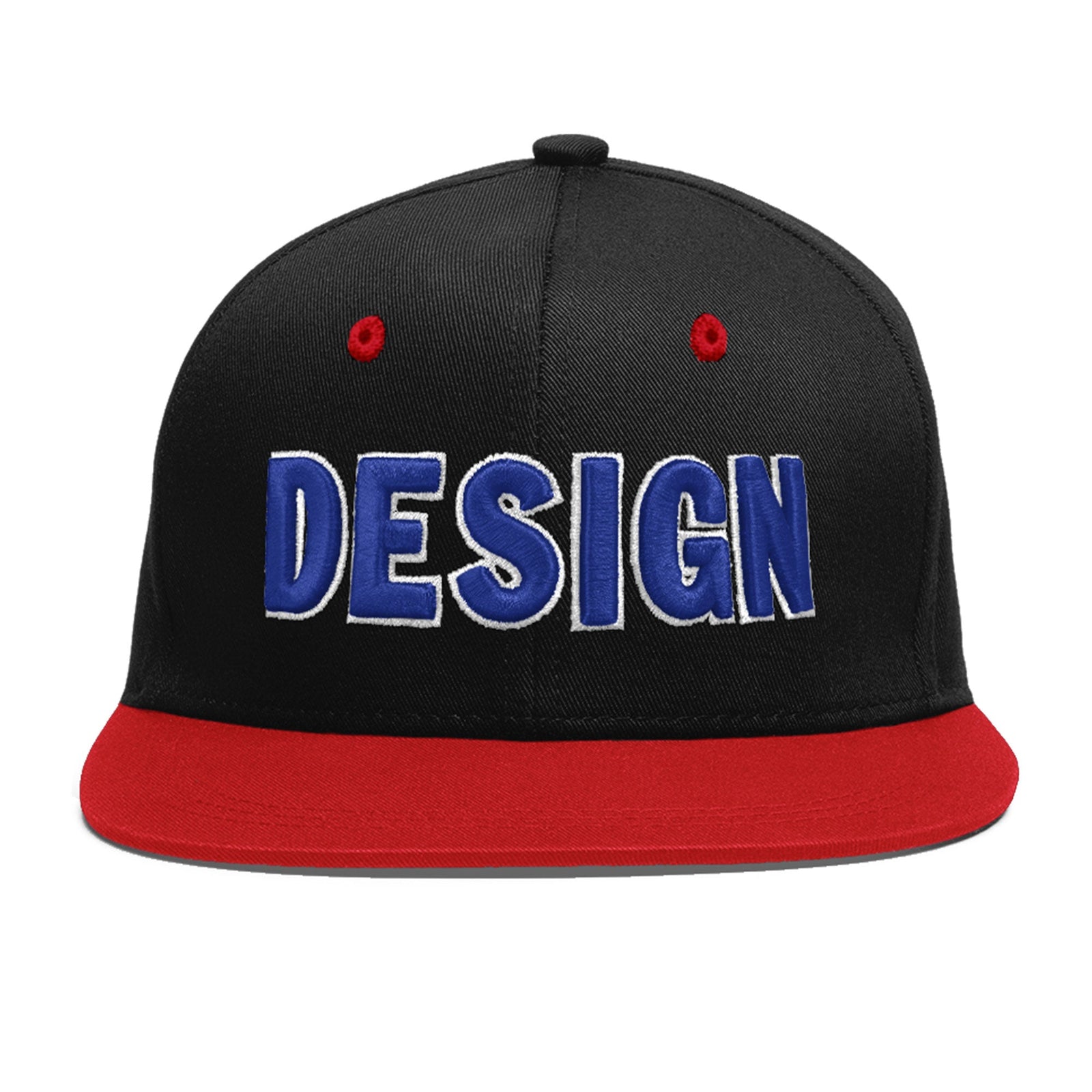 Custom Black Red 3D Puff Embroidery Flat Embroidery Casual Sport Baseball Cap