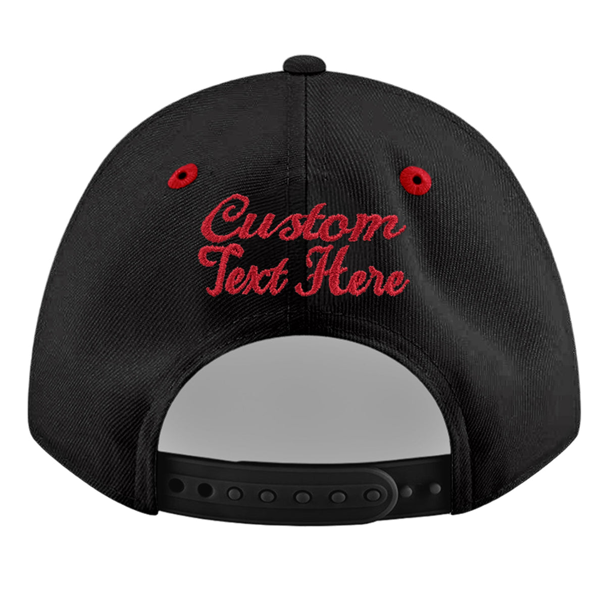 Custom Black Red 3D Puff Embroidery Flat Embroidery Casual Sport Baseball Cap