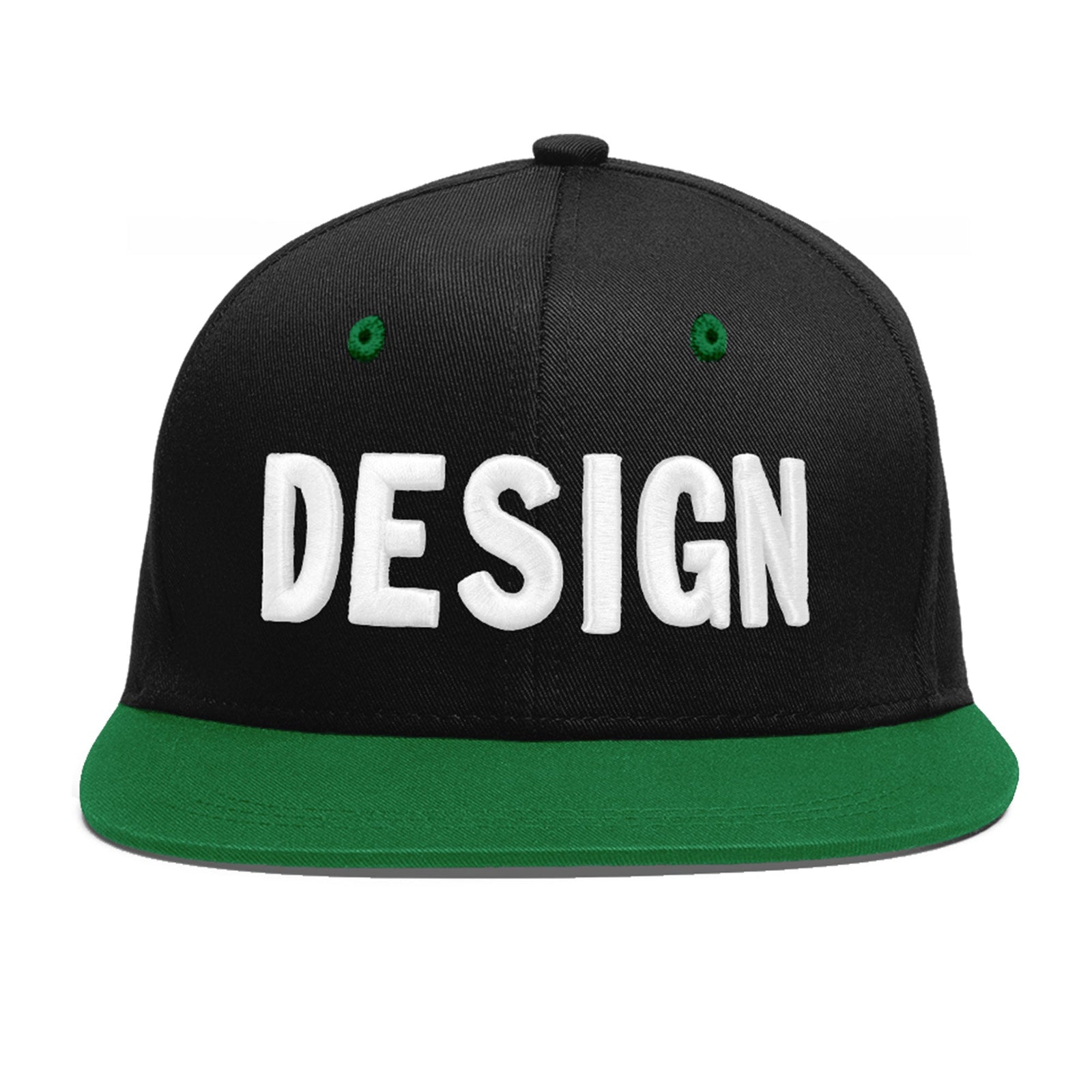 Custom Black Kelly Green 3D Puff Embroidery Flat Embroidery Casual Sport Baseball Cap