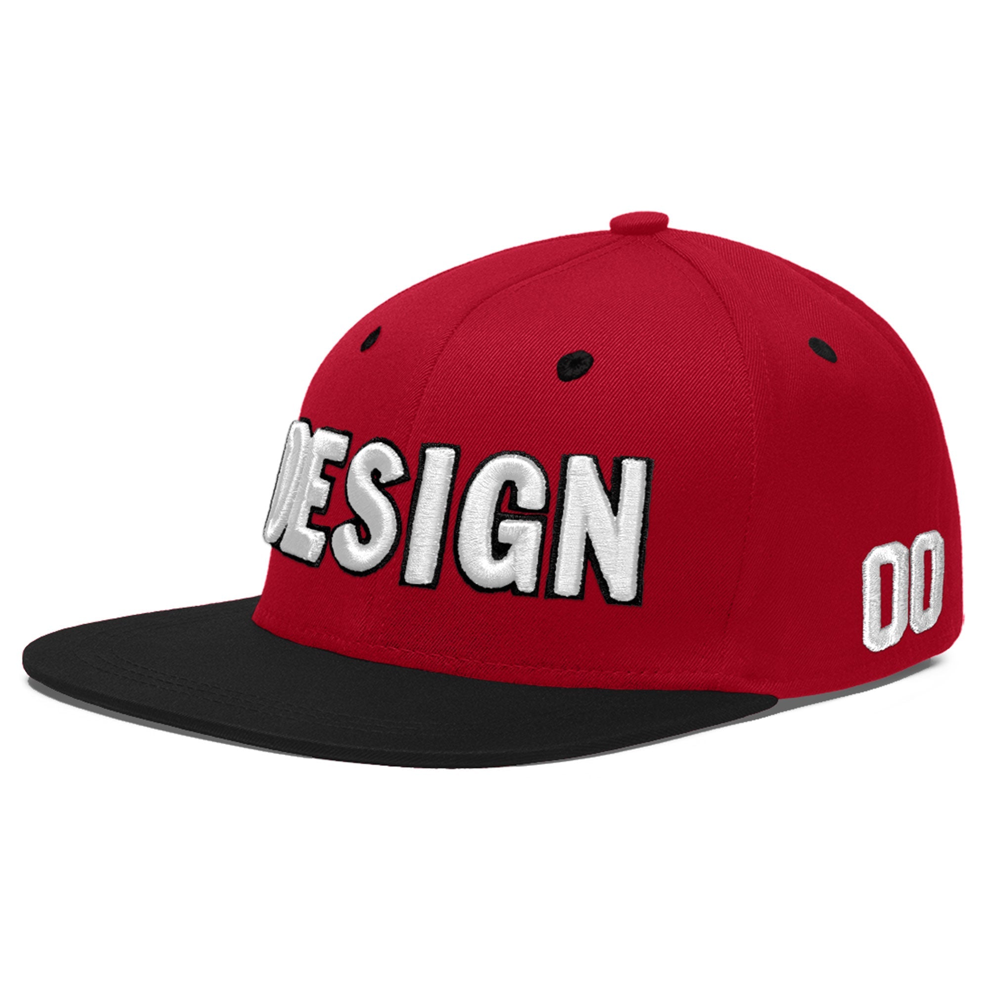 Custom Red Black 3D Puff Embroidery Flat Embroidery Casual Sport Baseball Cap