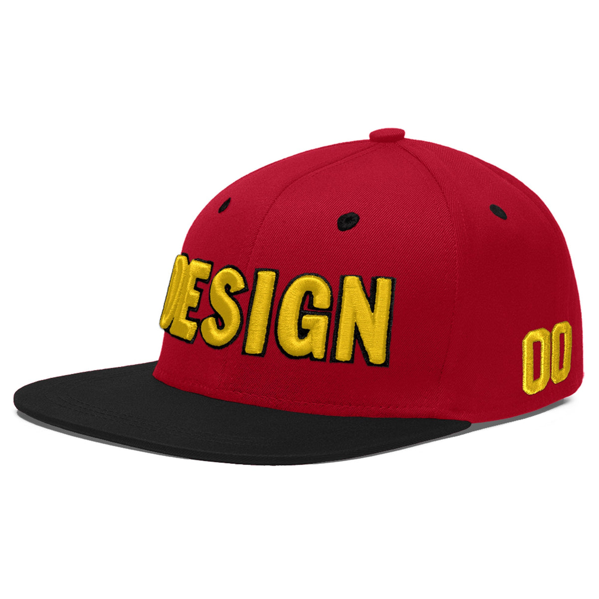 Custom Red Black 3D Puff Embroidery Flat Embroidery Casual Sport Baseball Cap