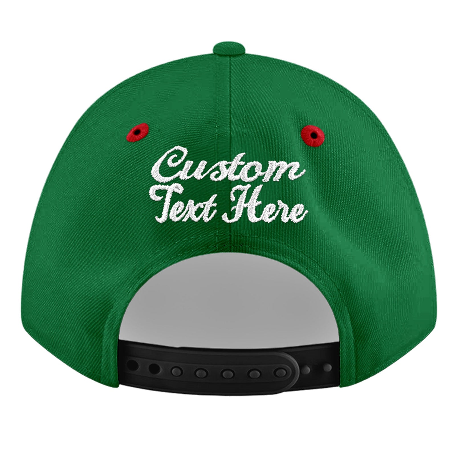 Custom Kelly Green Red 3D Puff Embroidery Flat Embroidery Casual Sport Baseball Cap