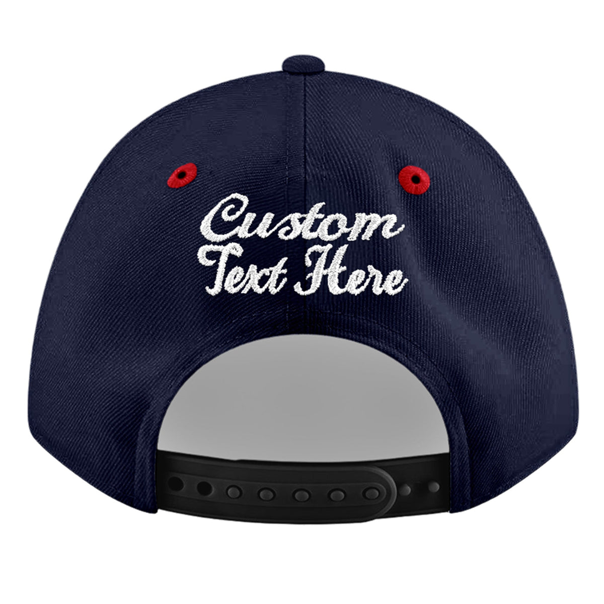 Custom Navy Red 3D Puff Embroidery Flat Embroidery Casual Sport Baseball Cap