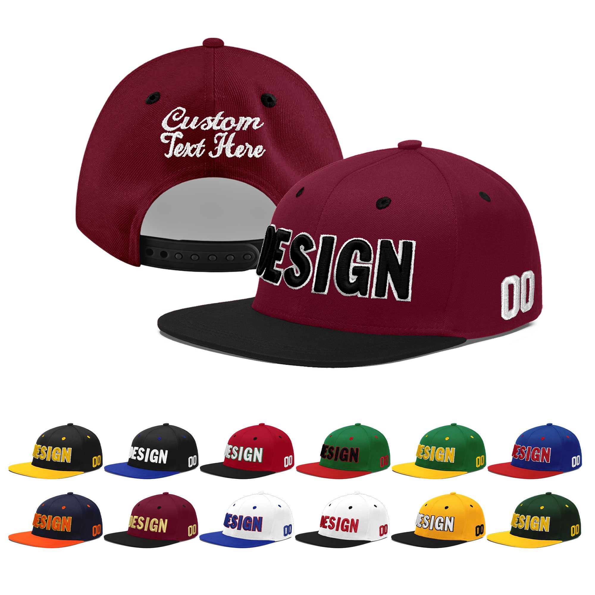 Custom Navy Orange 3D Puff Embroidery Flat Embroidery Casual Sport Baseball Cap