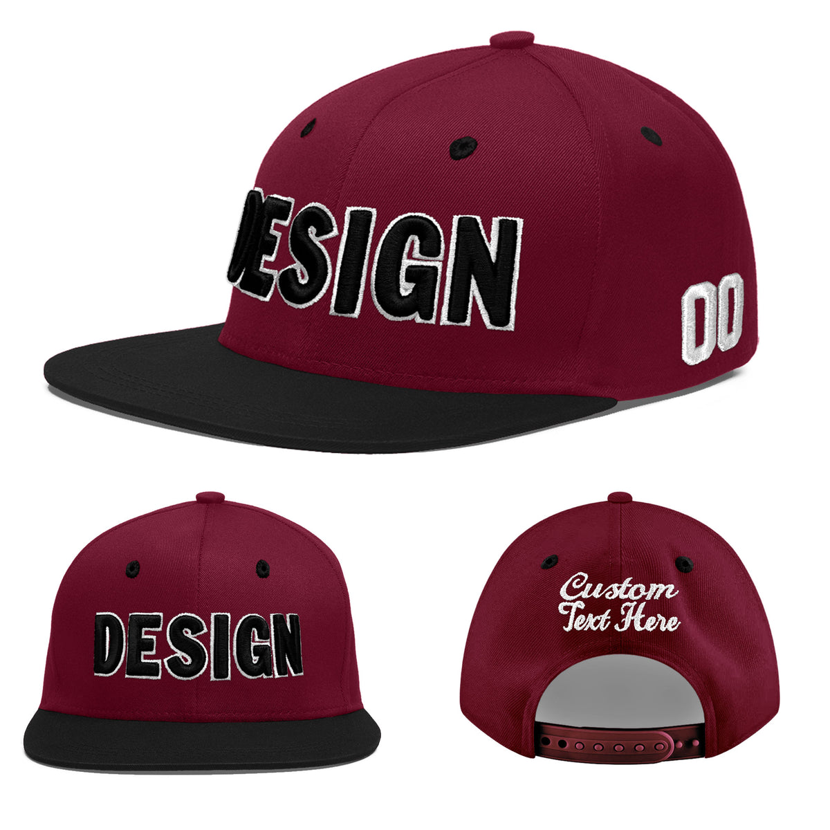 Custom Navy Orange 3D Puff Embroidery Flat Embroidery Casual Sport Baseball Cap