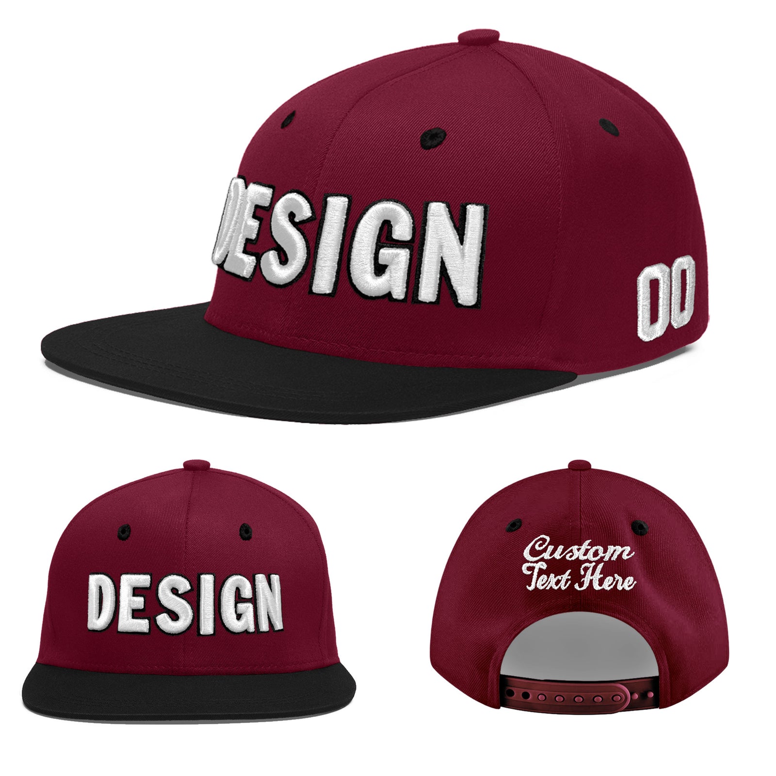 Custom Navy Orange 3D Puff Embroidery Flat Embroidery Casual Sport Baseball Cap