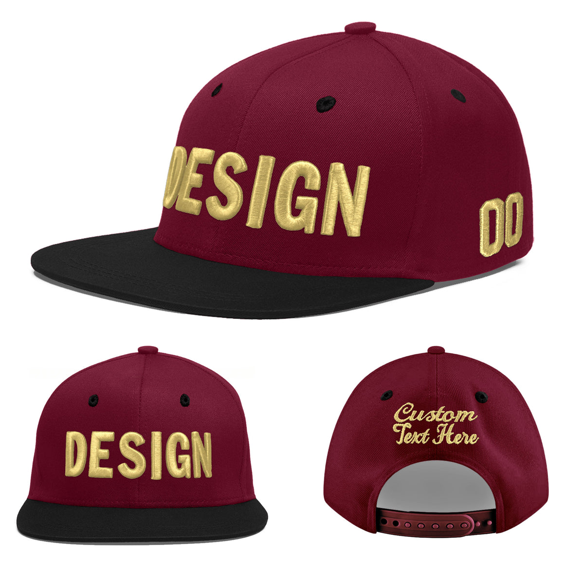 Custom Navy Orange 3D Puff Embroidery Flat Embroidery Casual Sport Baseball Cap