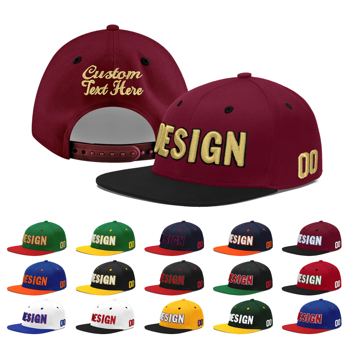 Custom Navy Orange 3D Puff Embroidery Flat Embroidery Casual Sport Baseball Cap