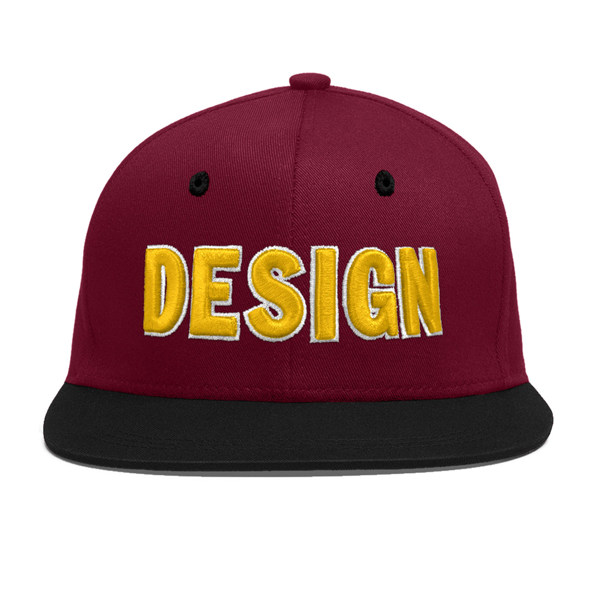 Custom Navy Orange 3D Puff Embroidery Flat Embroidery Casual Sport Baseball Cap