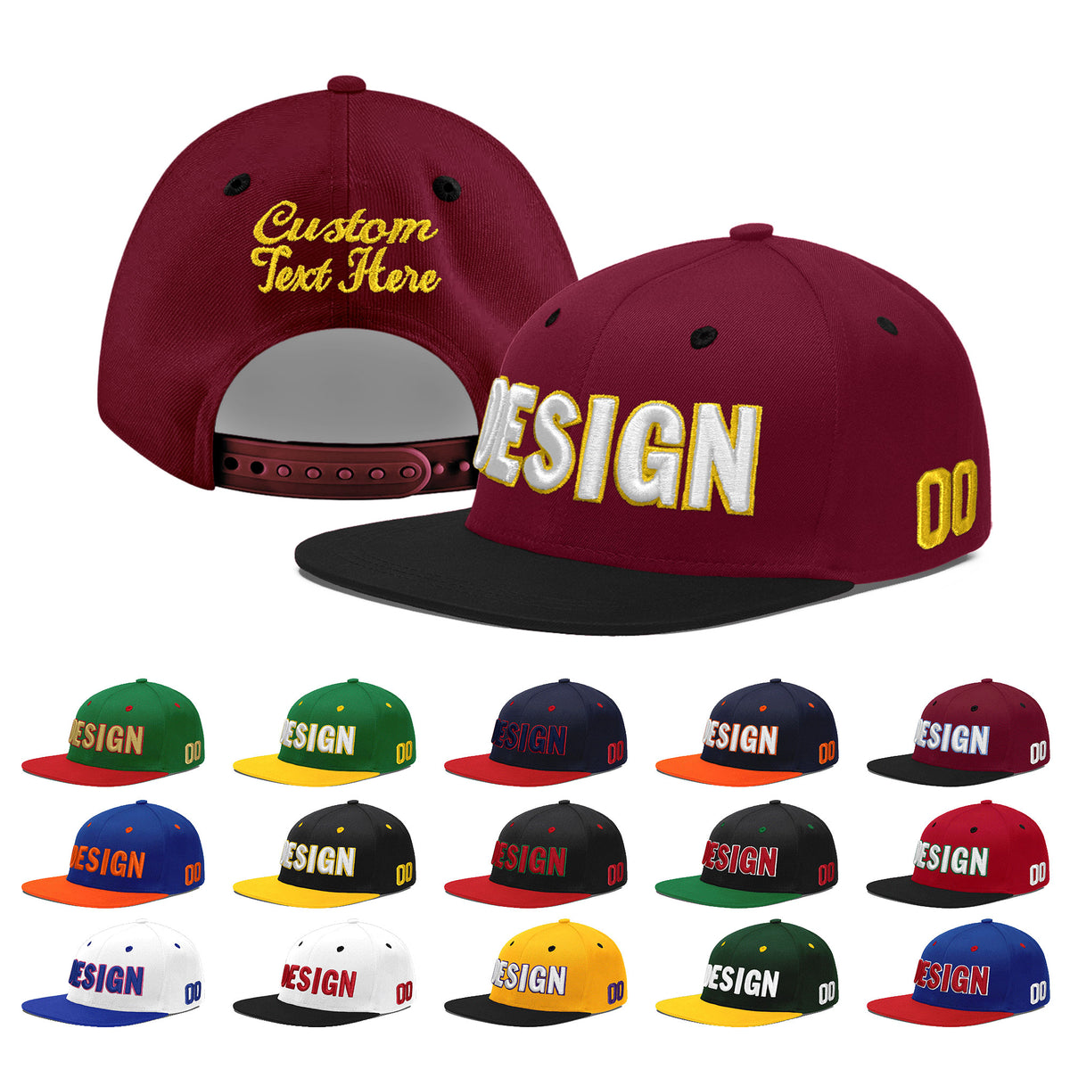 Custom Navy Orange 3D Puff Embroidery Flat Embroidery Casual Sport Baseball Cap