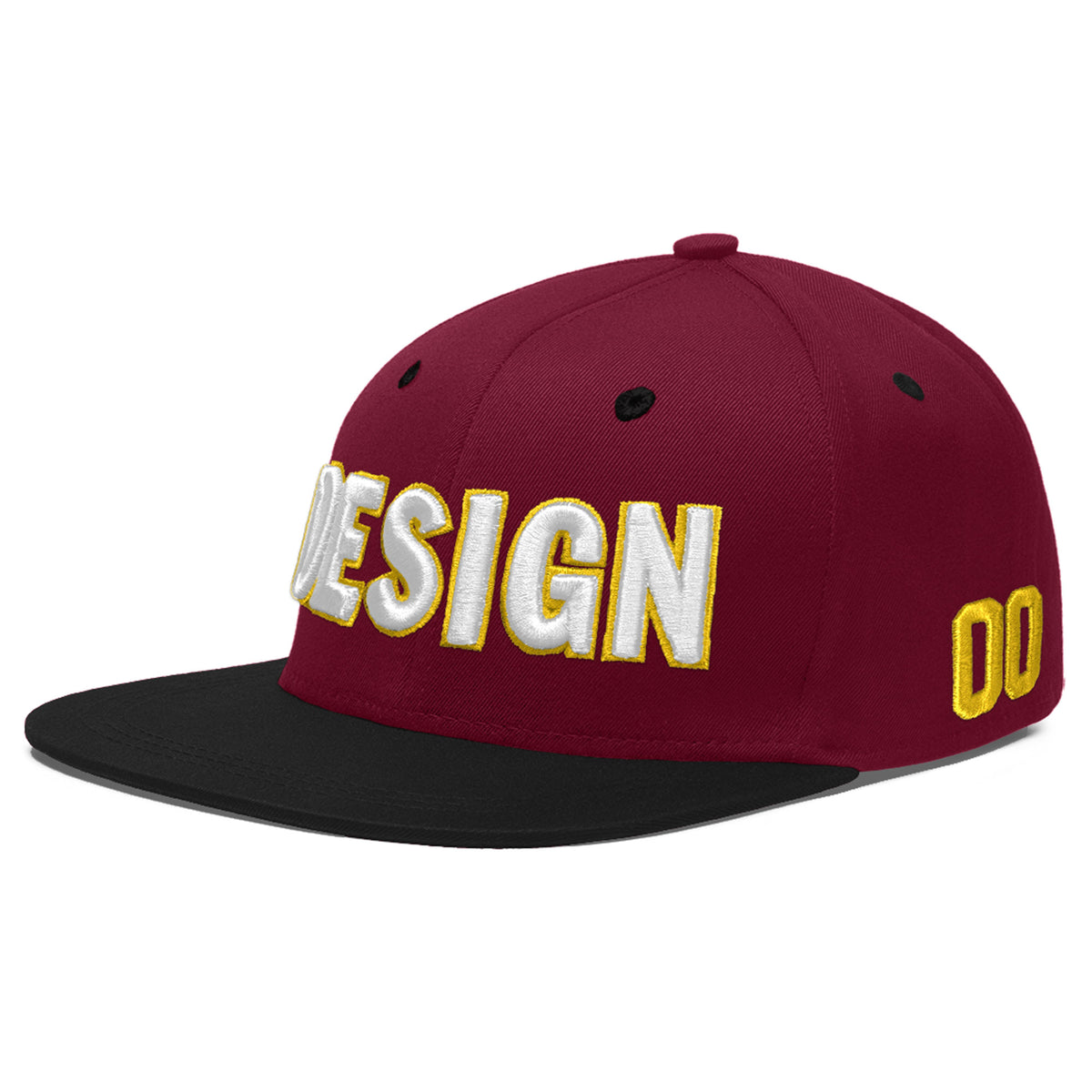 Custom Navy Orange 3D Puff Embroidery Flat Embroidery Casual Sport Baseball Cap