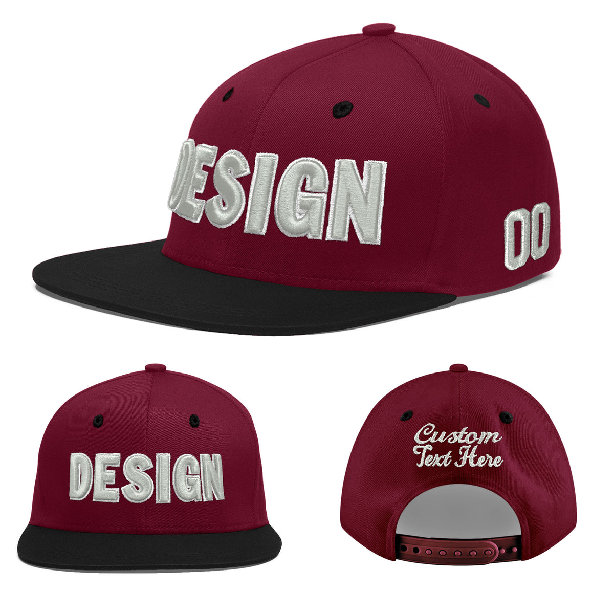 Custom Navy Orange 3D Puff Embroidery Flat Embroidery Casual Sport Baseball Cap