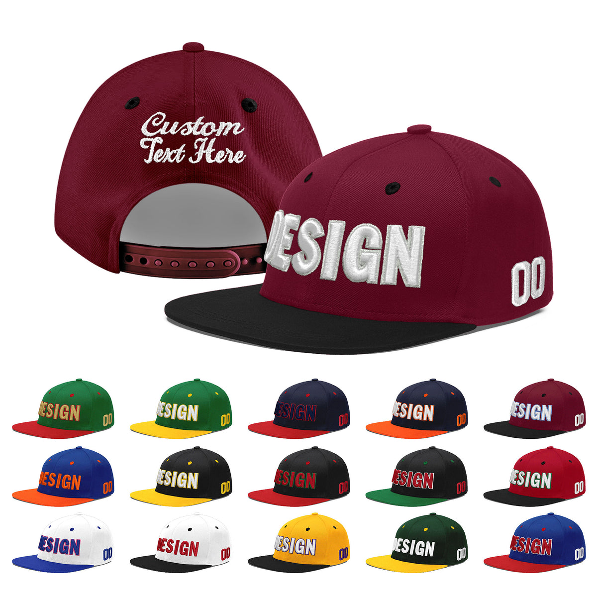 Custom Navy Orange 3D Puff Embroidery Flat Embroidery Casual Sport Baseball Cap